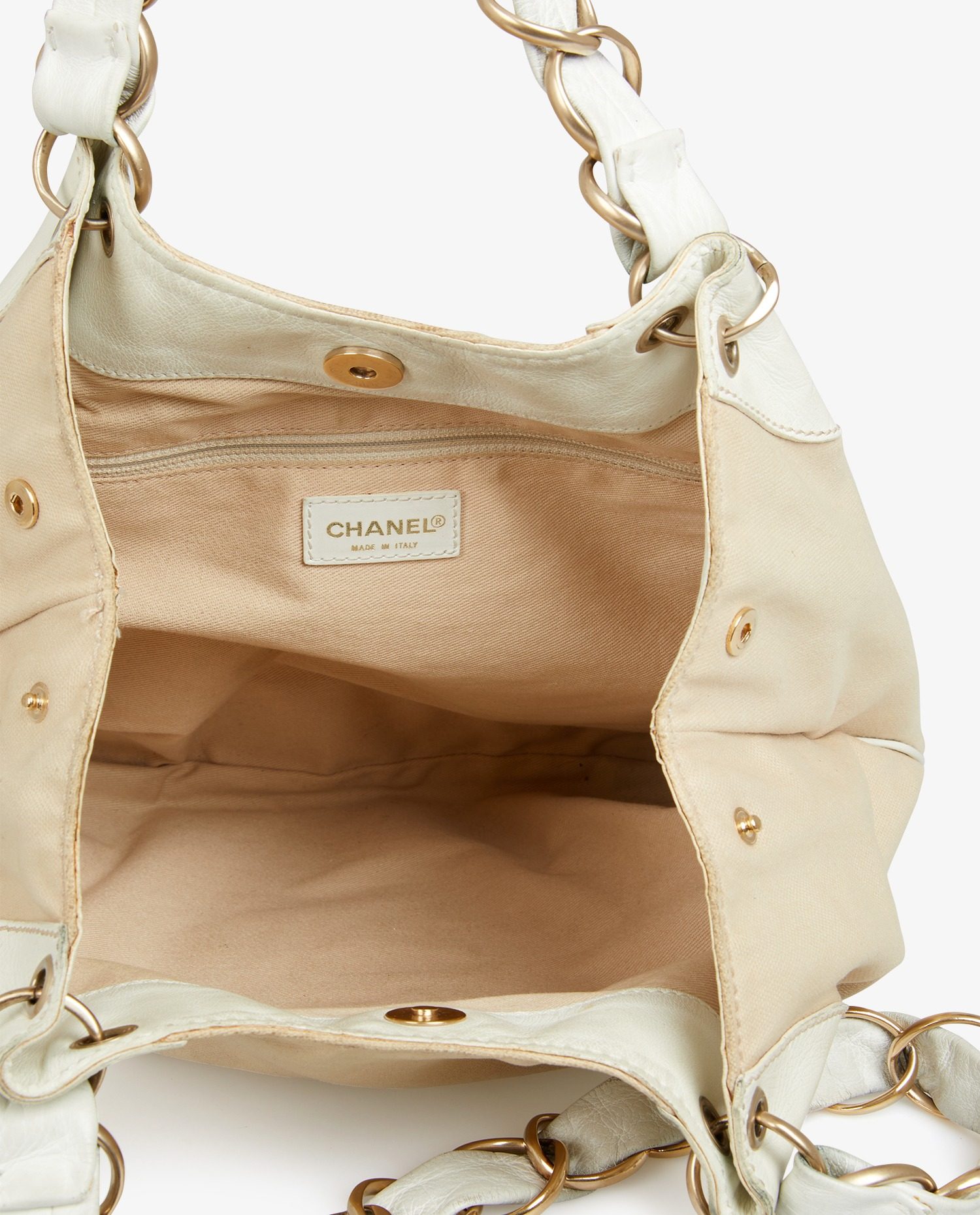 Chanel beige canvas and leather bag - Image 7