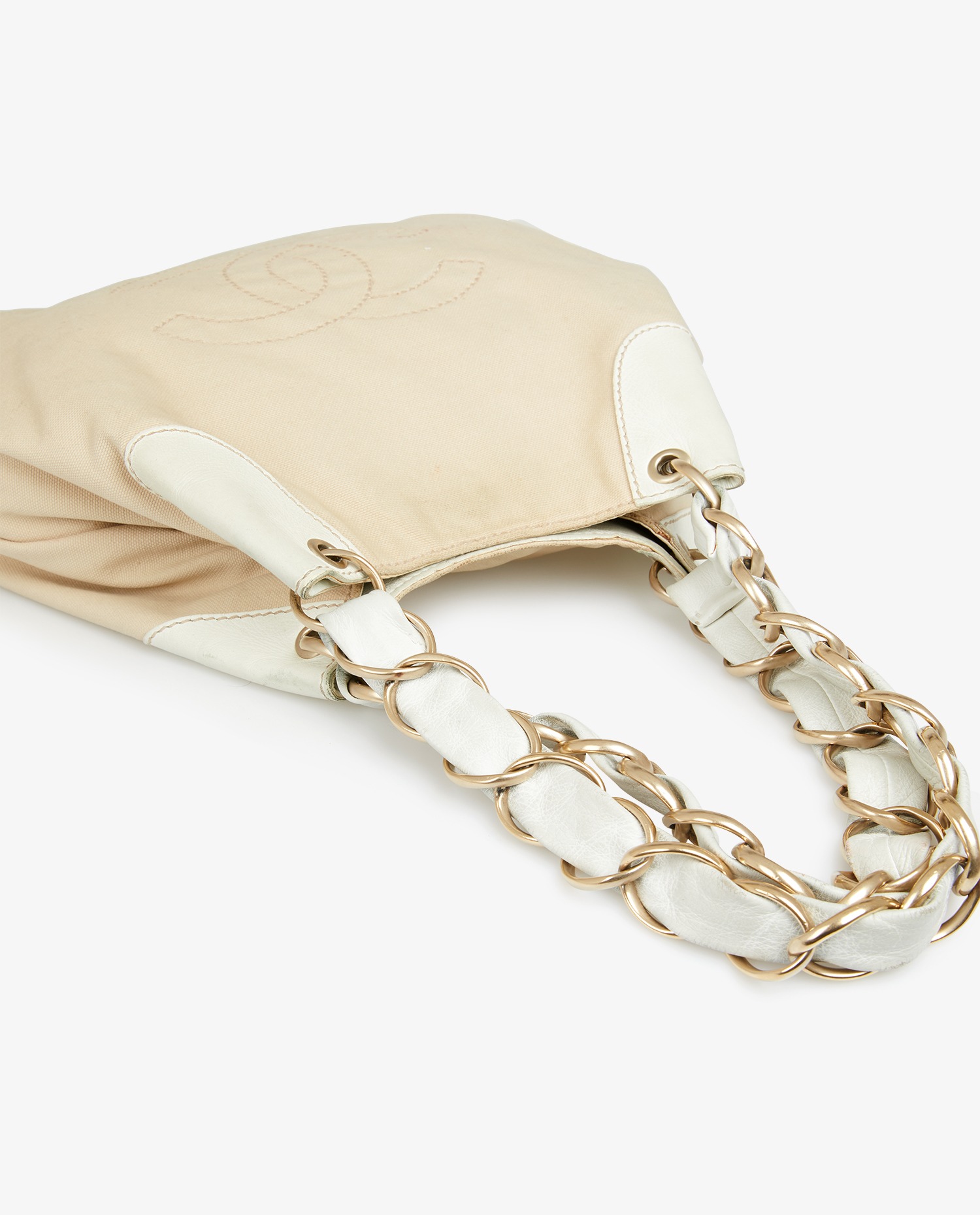 Chanel beige canvas and leather bag - Image 9