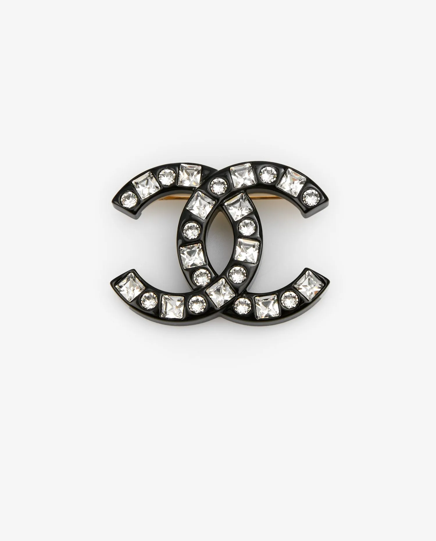 Broche Chanel noire et strass - Photo 1