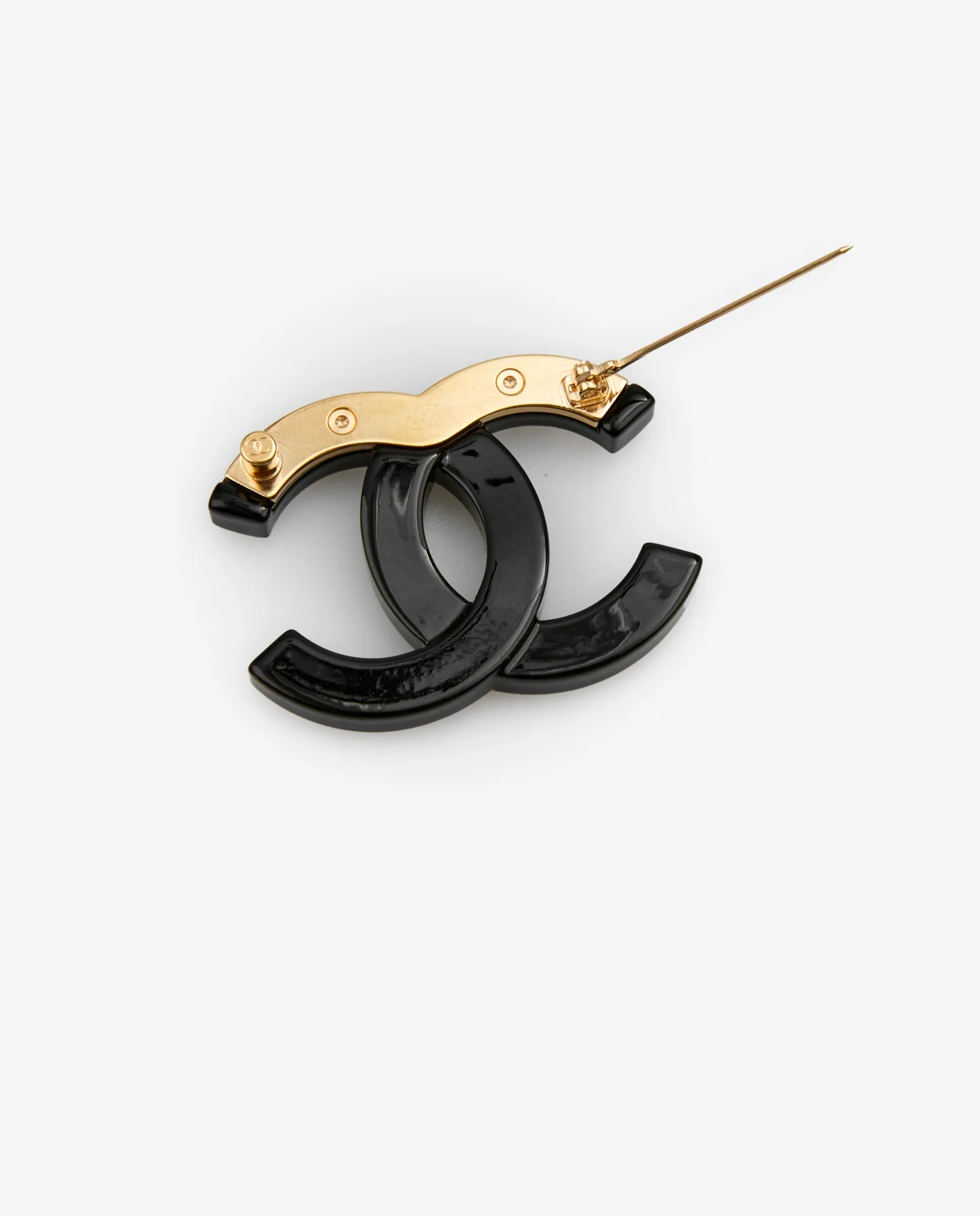 Broche Chanel noire et strass - Photo 2