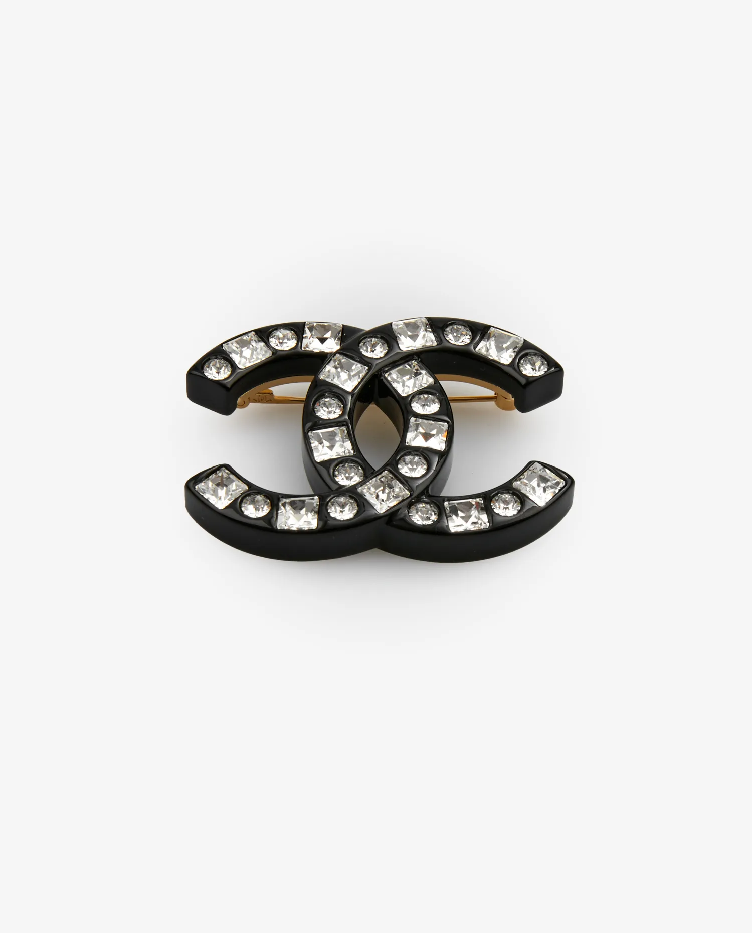 Broche Chanel noire et strass - Photo 3