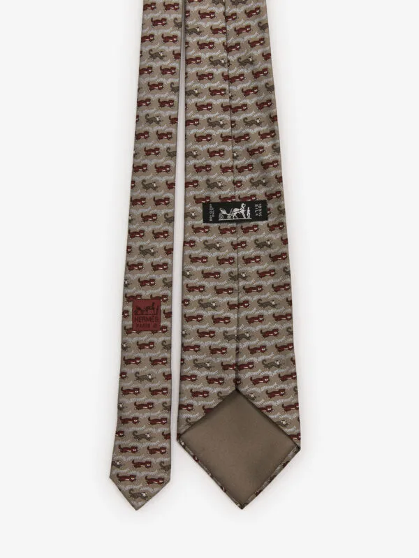 Cravate Hermès En Soie 100% - Motif Lugeur Noir - Fabriquée En France - Occasion élégante
