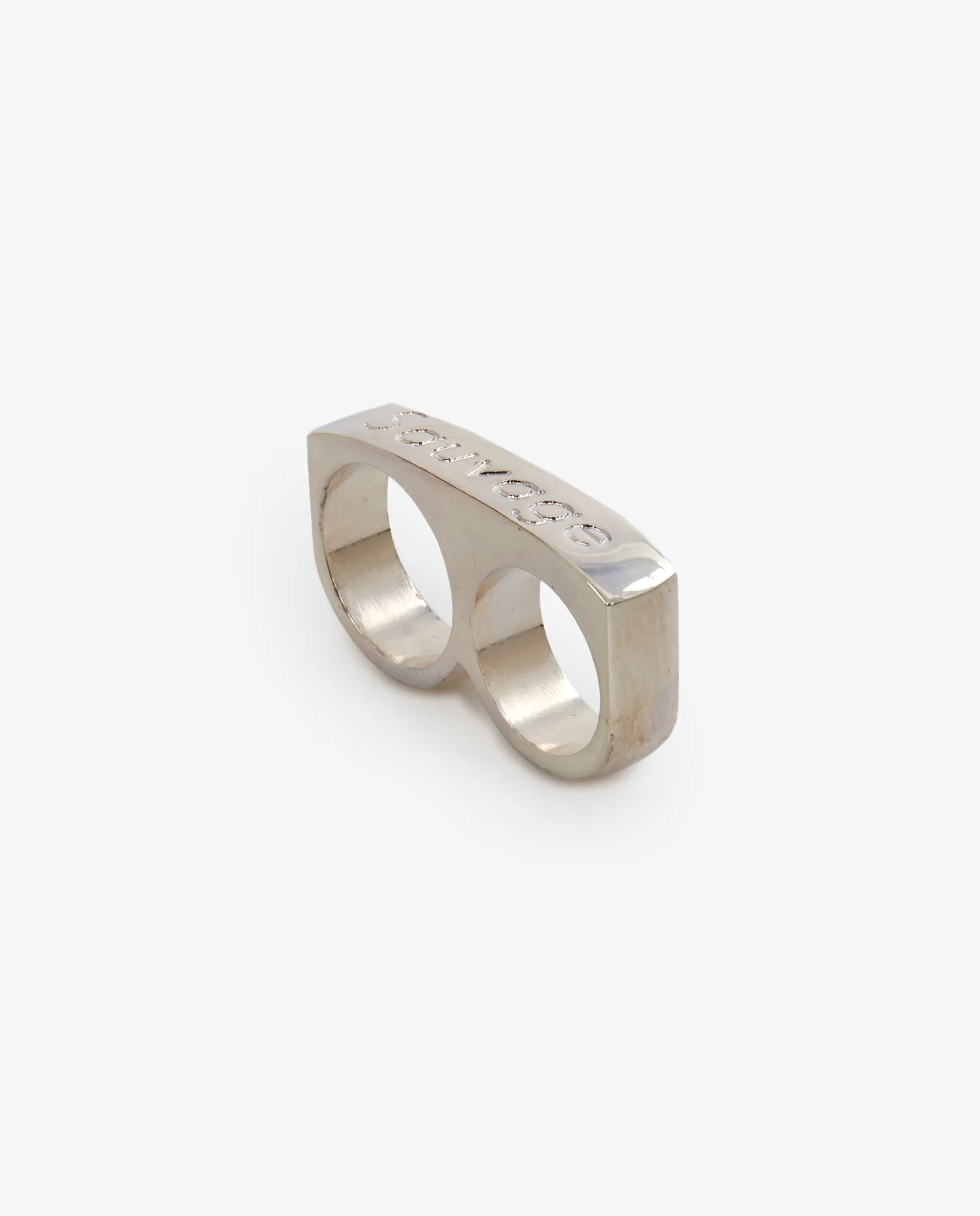 SAUVAGE" double-finger ring in silver-plated brass - Photo 1