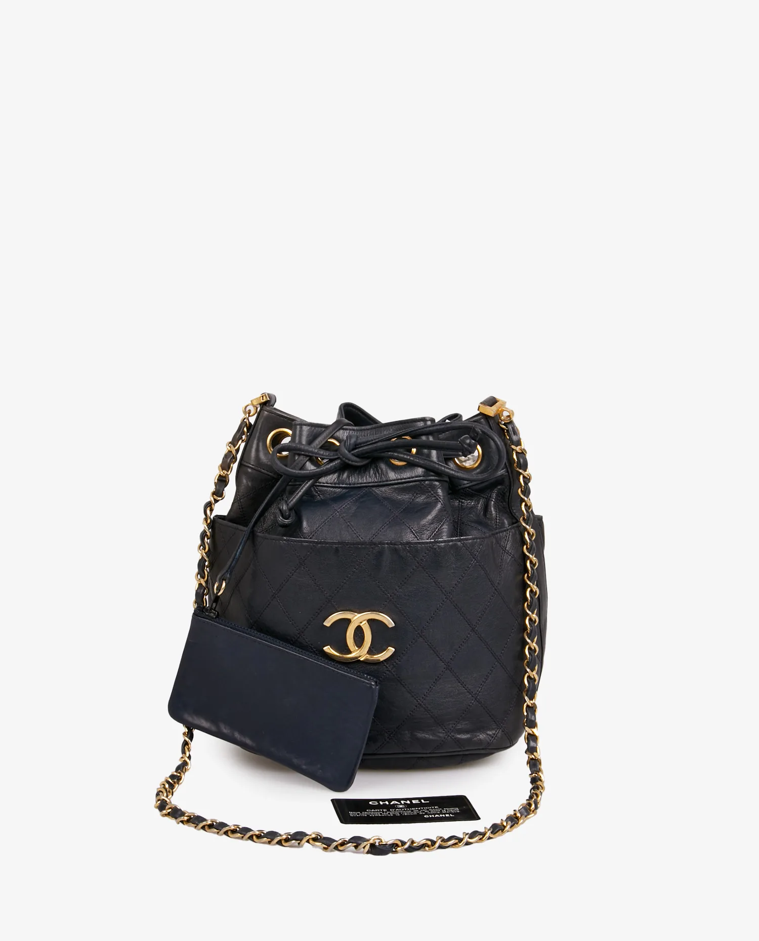 Vintage Chanel navy blue bucket bag - Photo 8