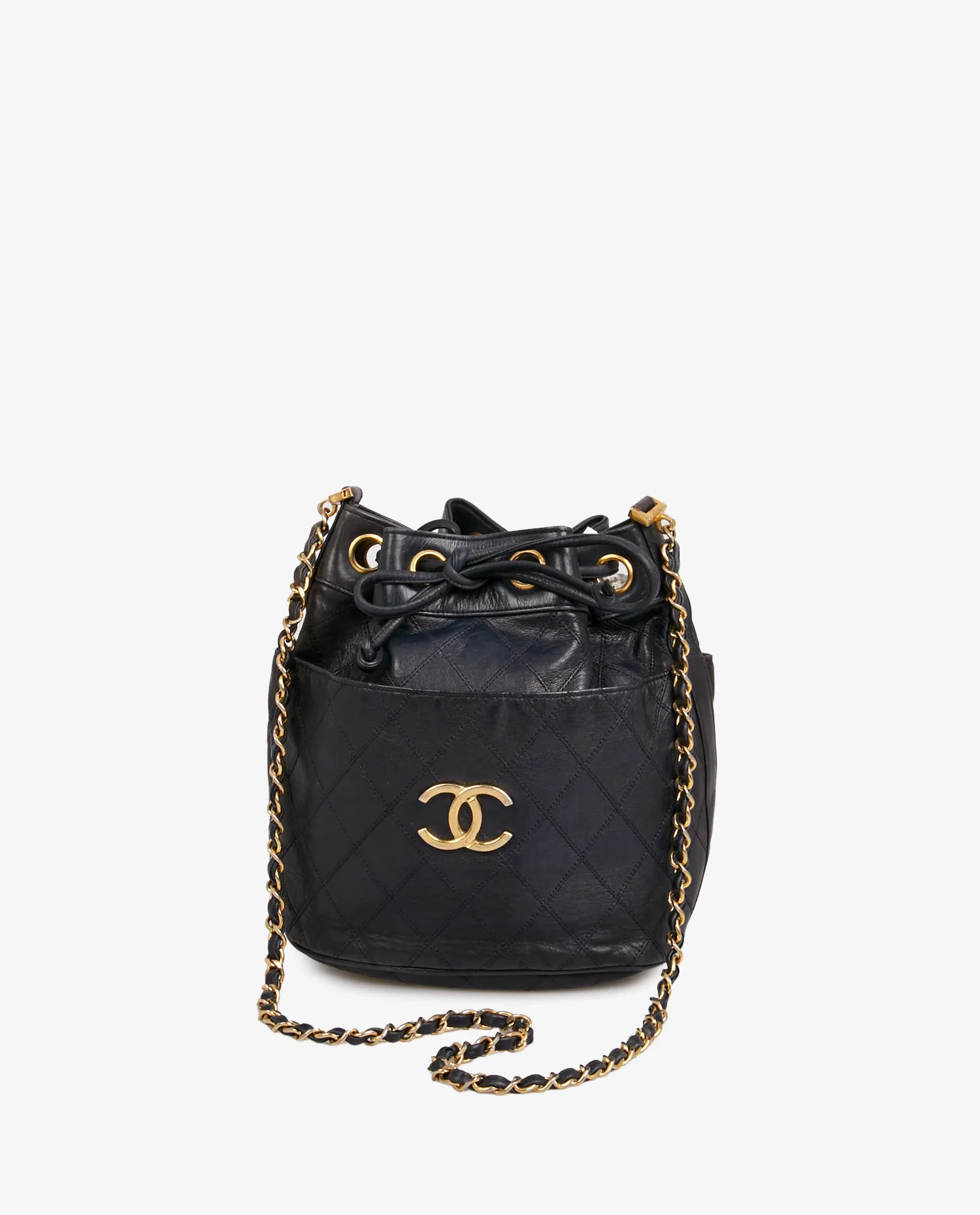 Vintage Chanel navy blue bucket bag - Photo 1