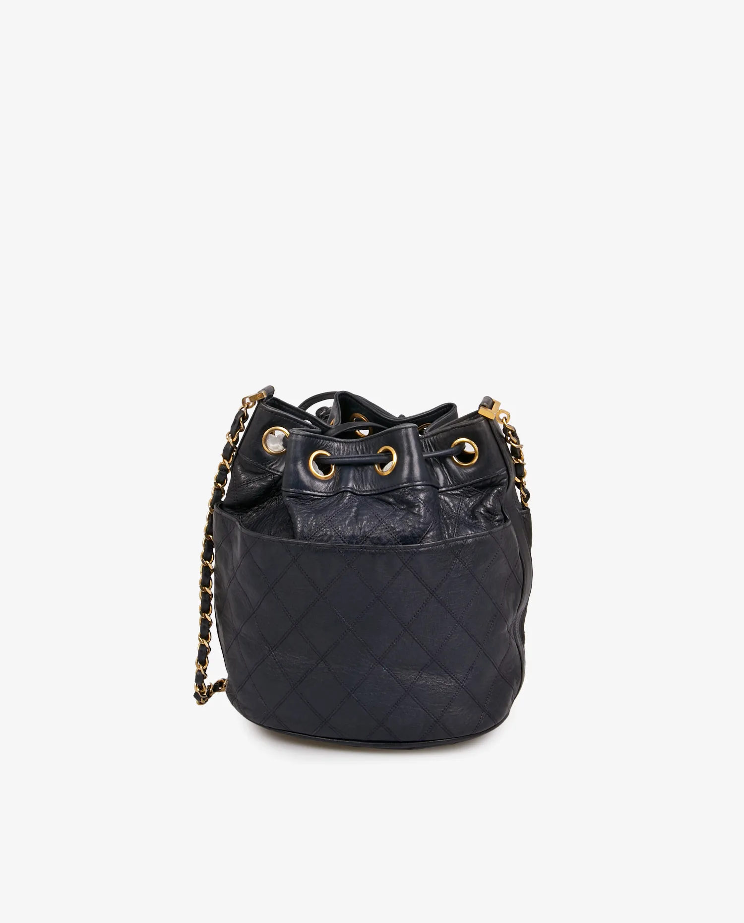 Vintage Chanel navy blue bucket bag - Photo 4