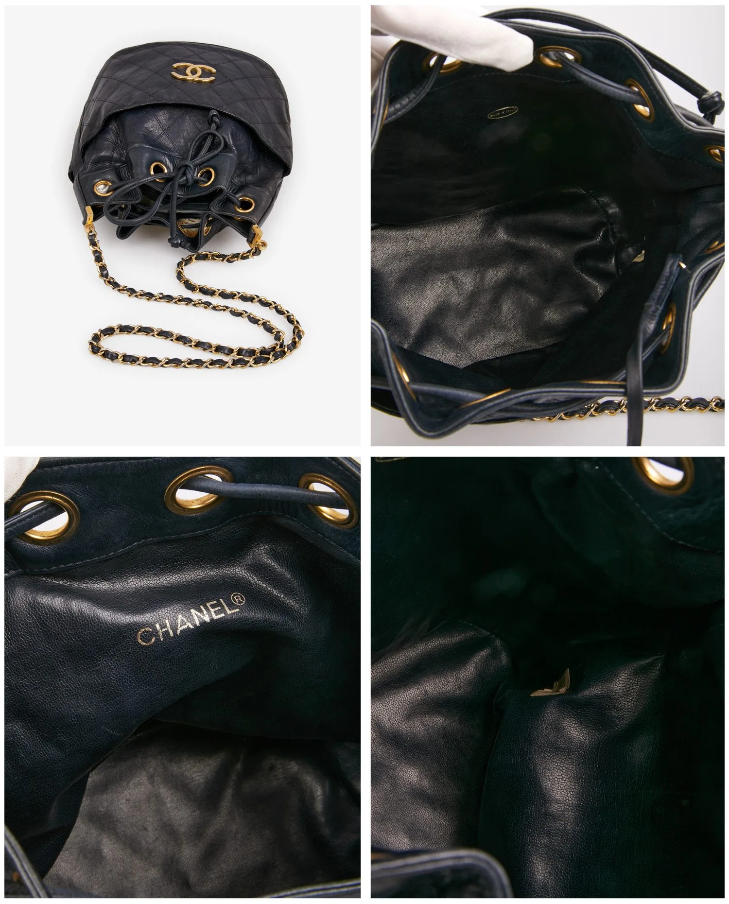 Vintage Chanel navy blue bucket bag - Photo 7