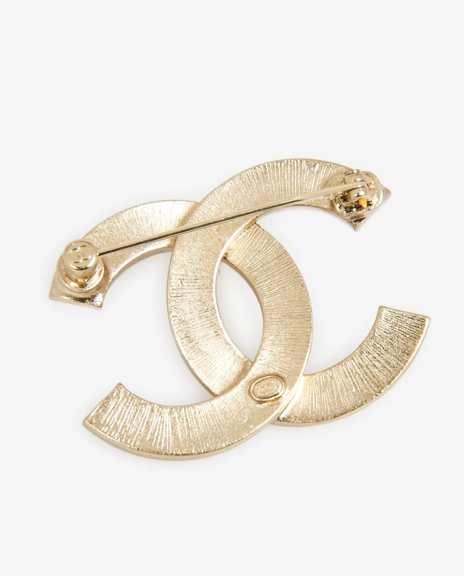 CC Chanel champagne metal brooch - Photo 3