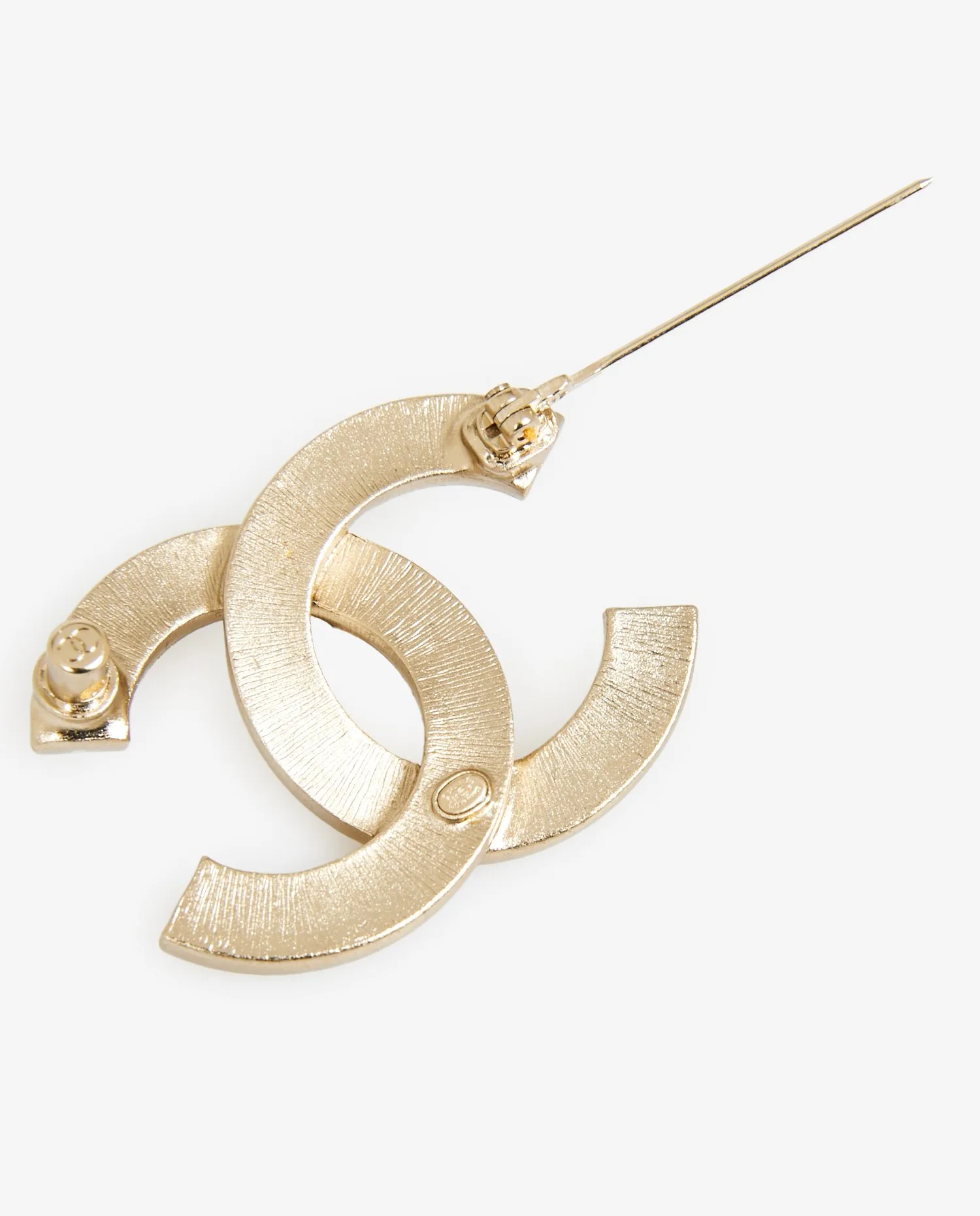 CC Chanel champagne metal brooch - Photo 4