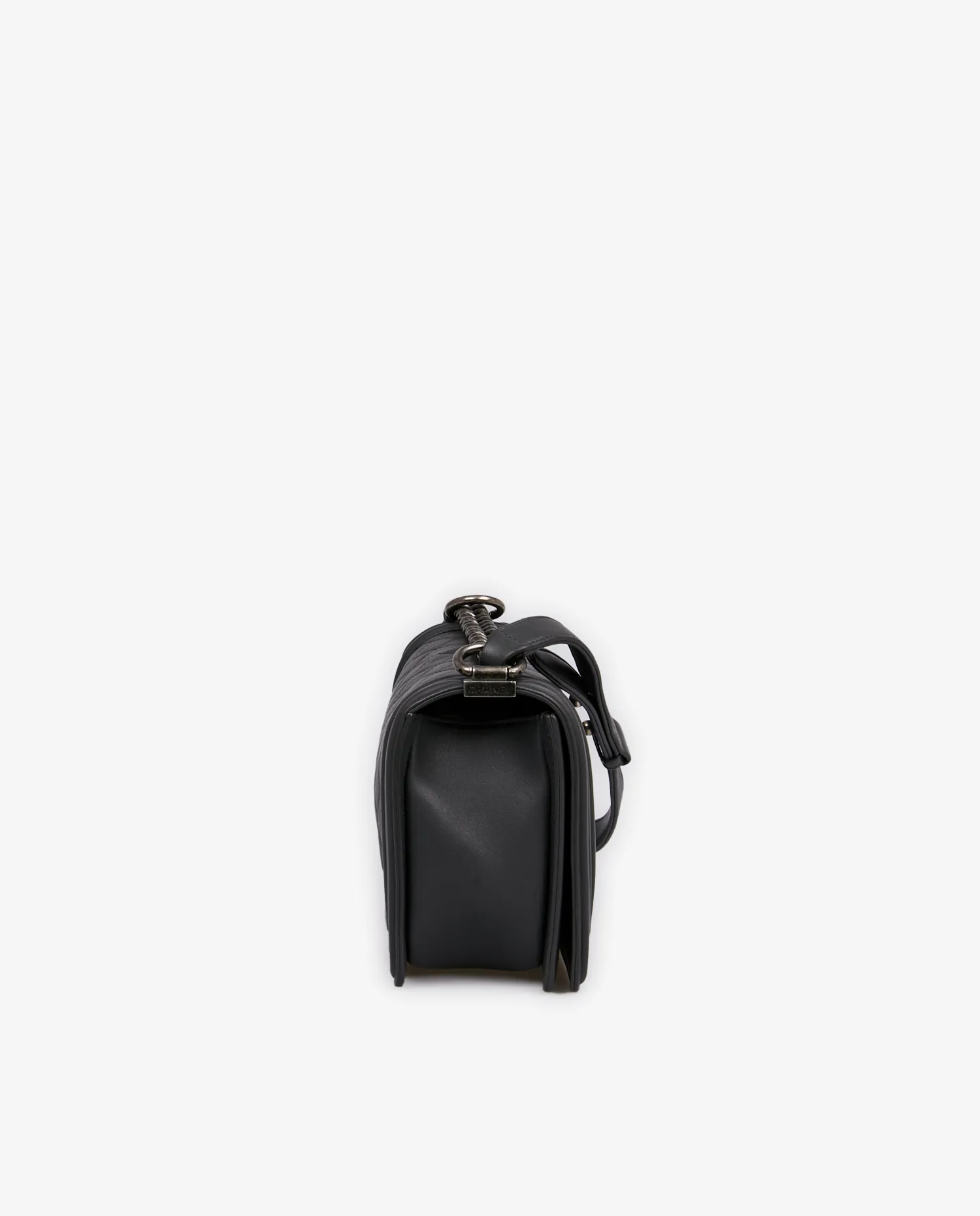 Sac Boy Chanel cuir agneau gris - Photo 3