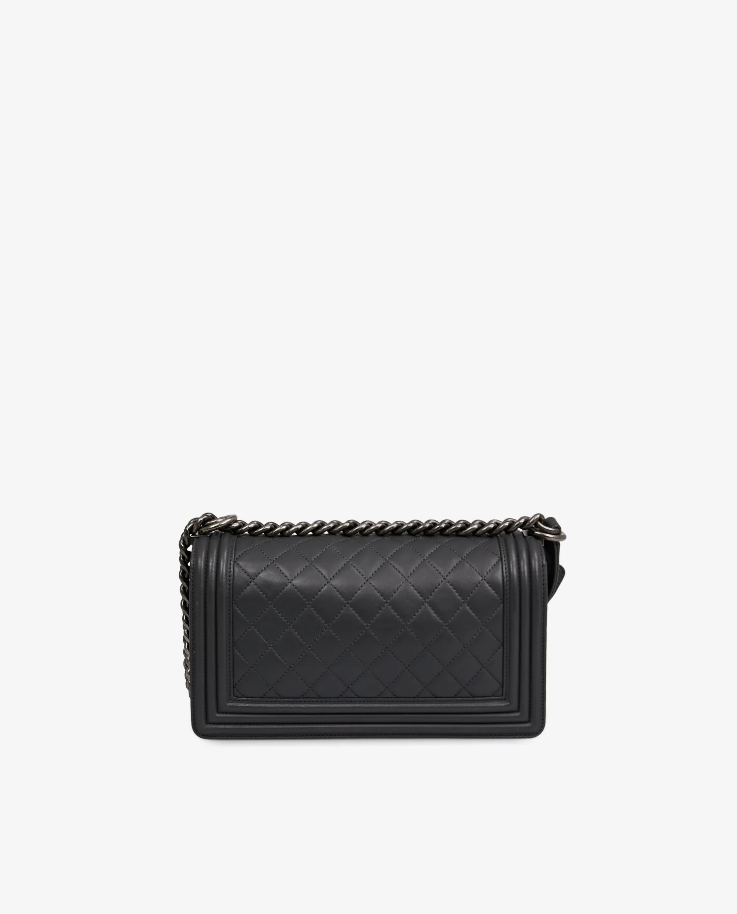 Sac Boy Chanel cuir agneau gris - Photo 4