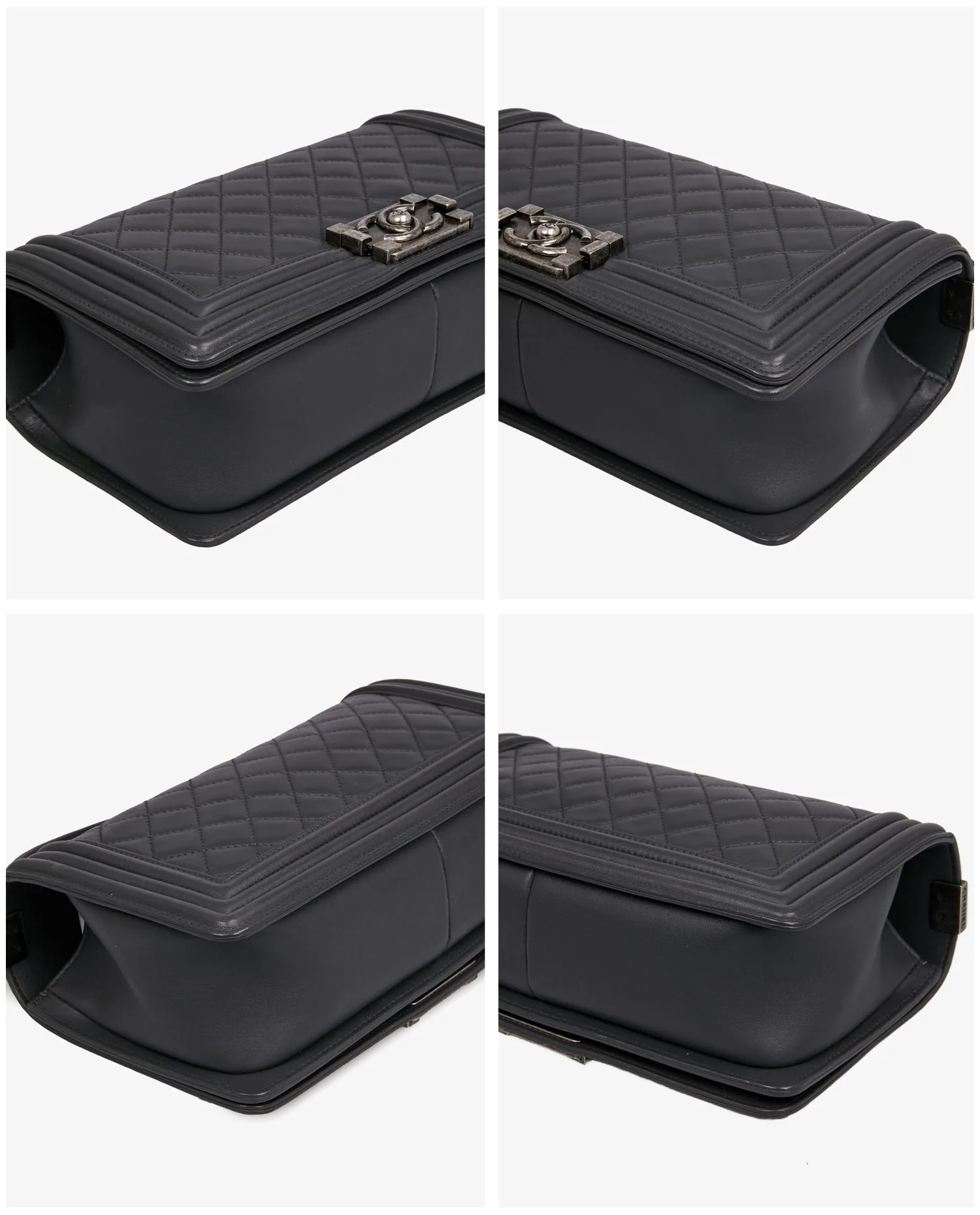 Sac Boy Chanel cuir agneau gris - Photo 6