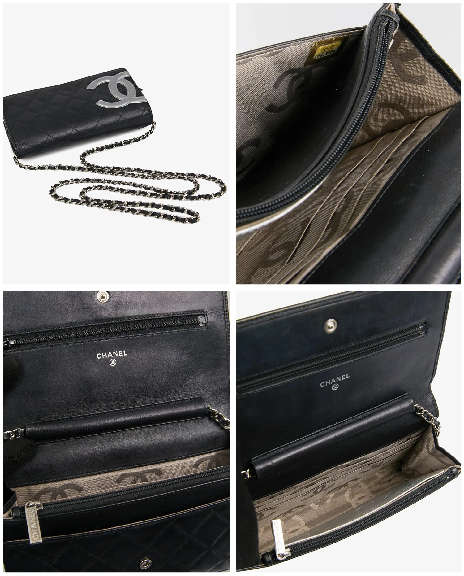 Wallet on Chain Chanel noir et CC argent - Photo 7