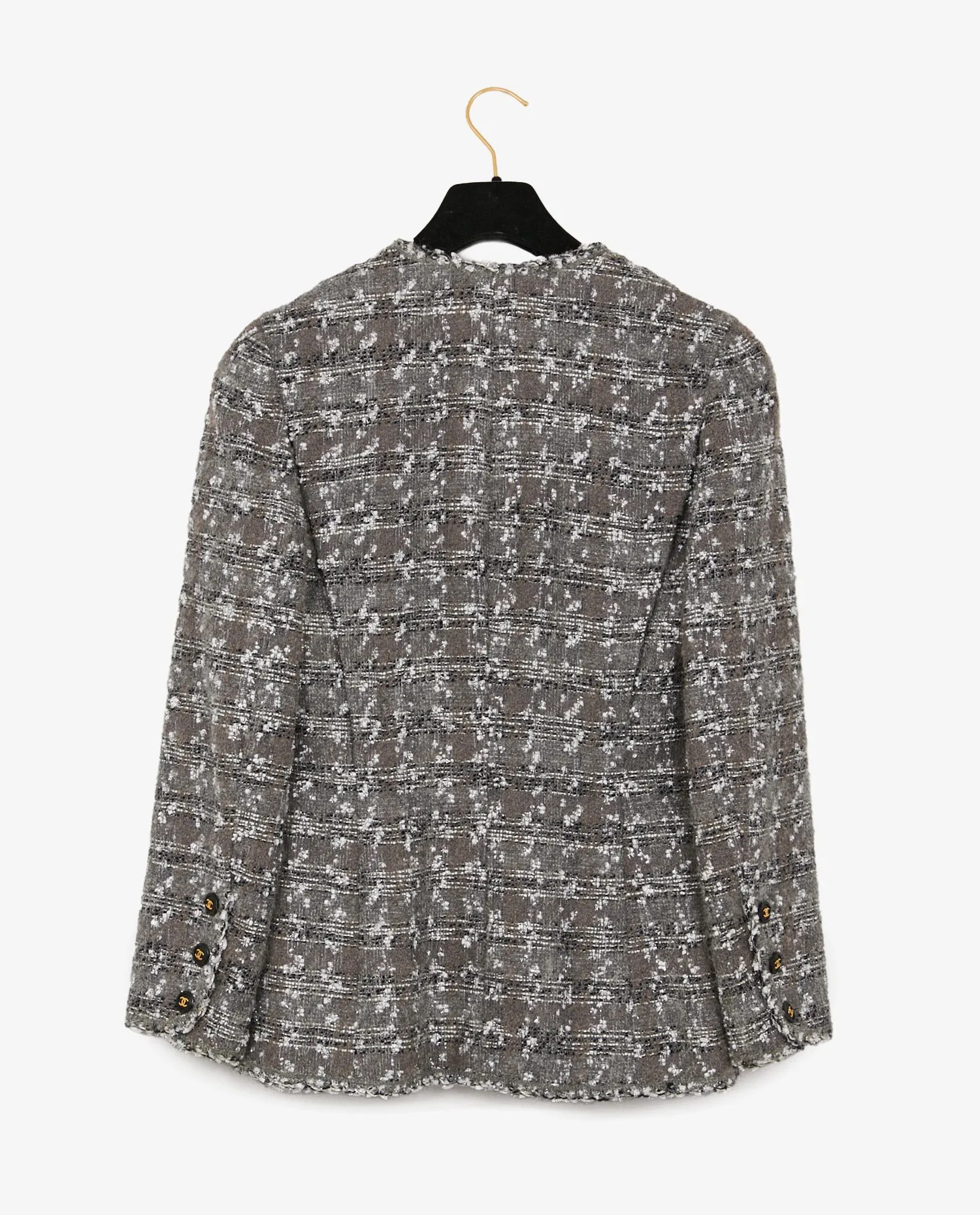 Chanel vintage tweed light grey jacket - Photo 2