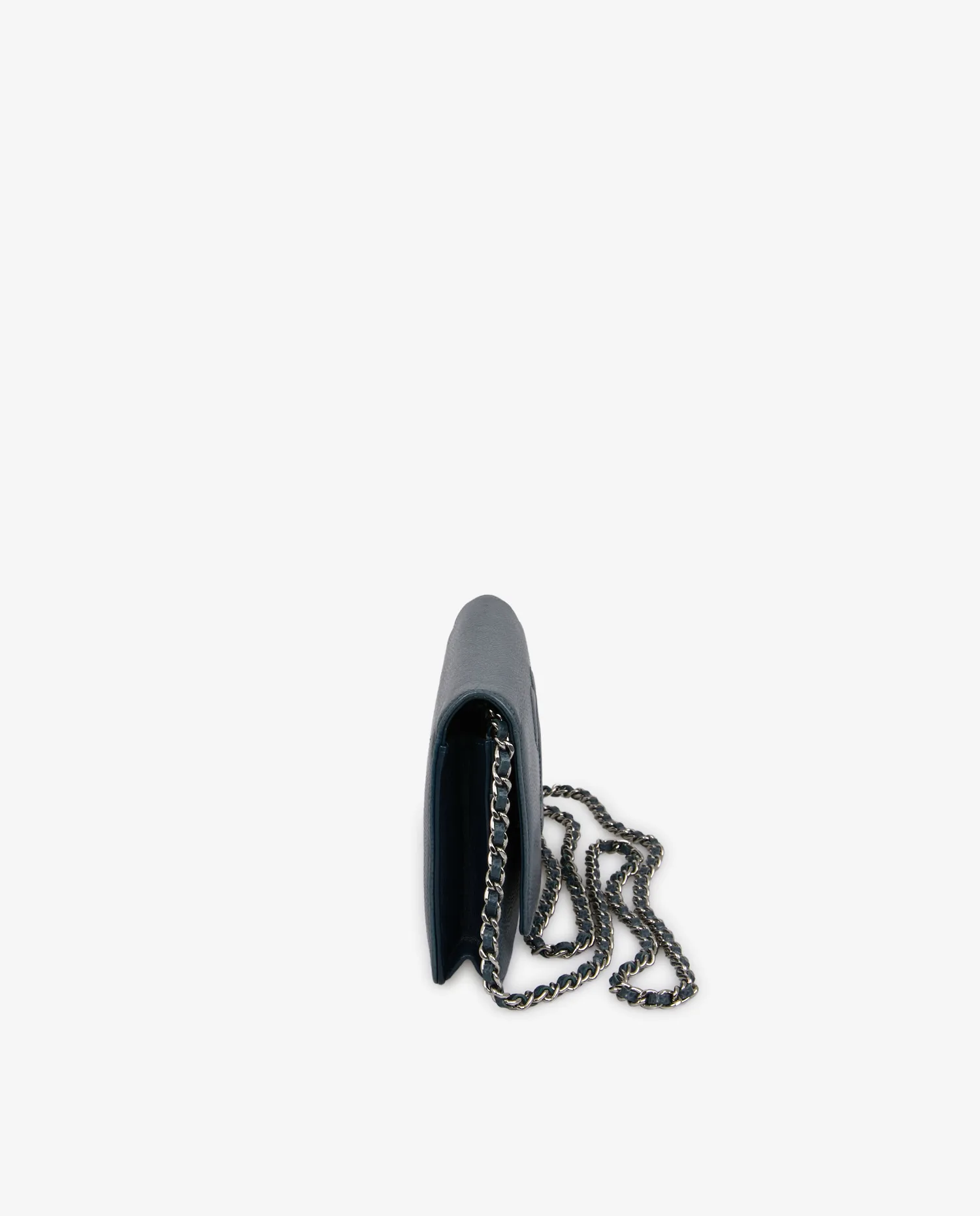 Wallet on chain grey grained leather - Photo 3