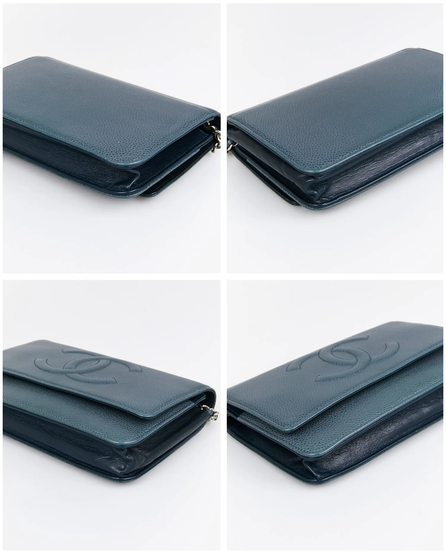 Wallet on chain grey grained leather - Photo 6