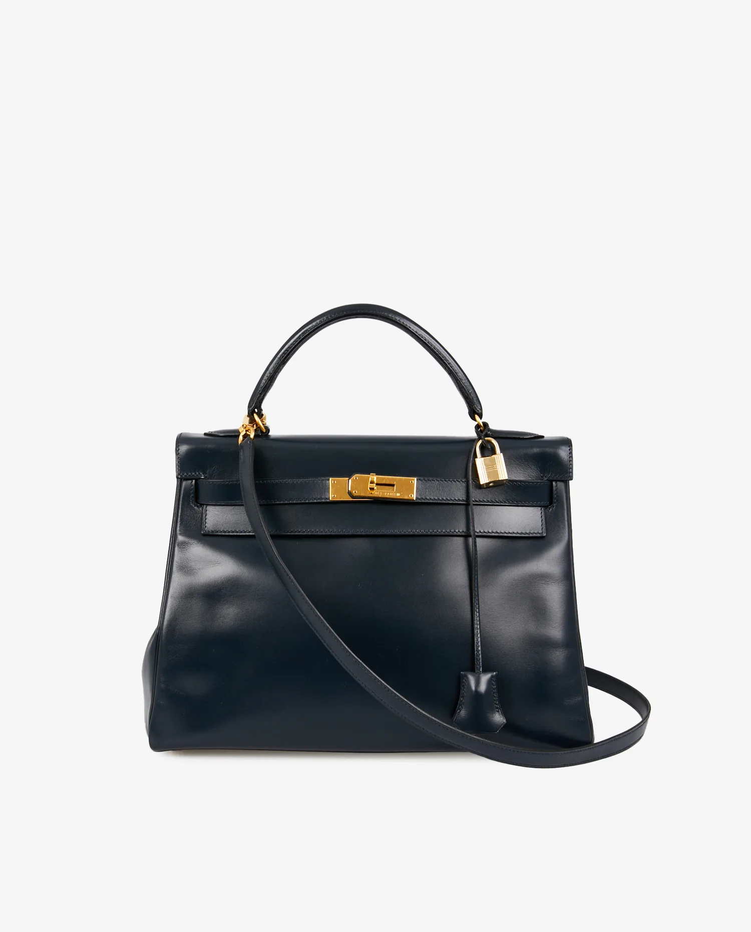 Kelly 32 bag Hermès box navy blue - Photo 1