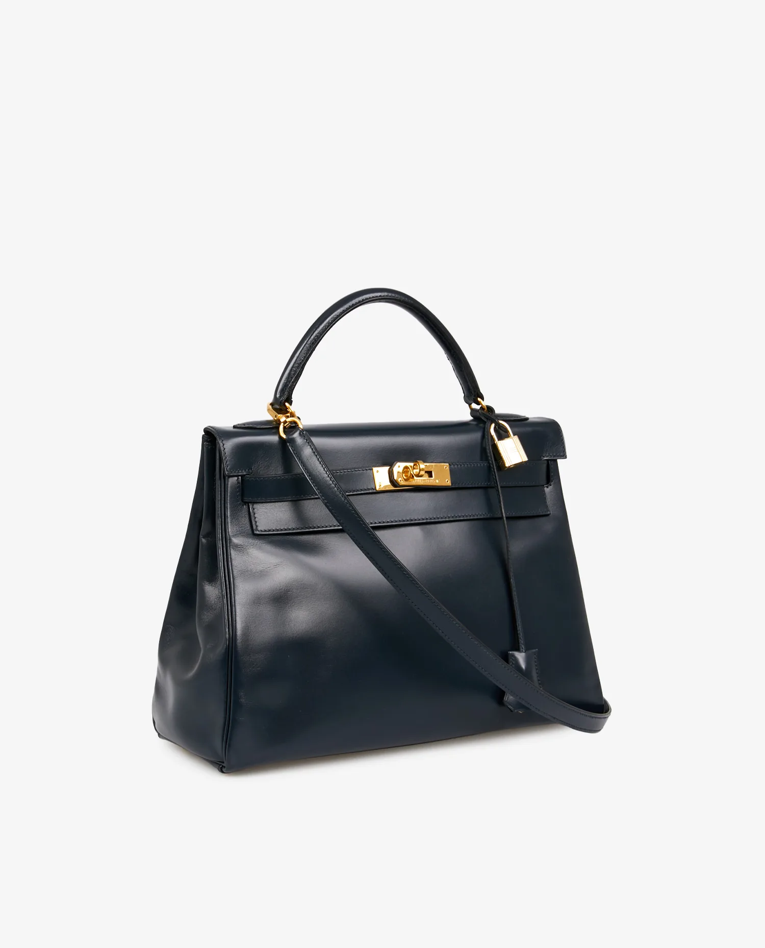 Kelly 32 bag Hermès box navy blue - Photo 2