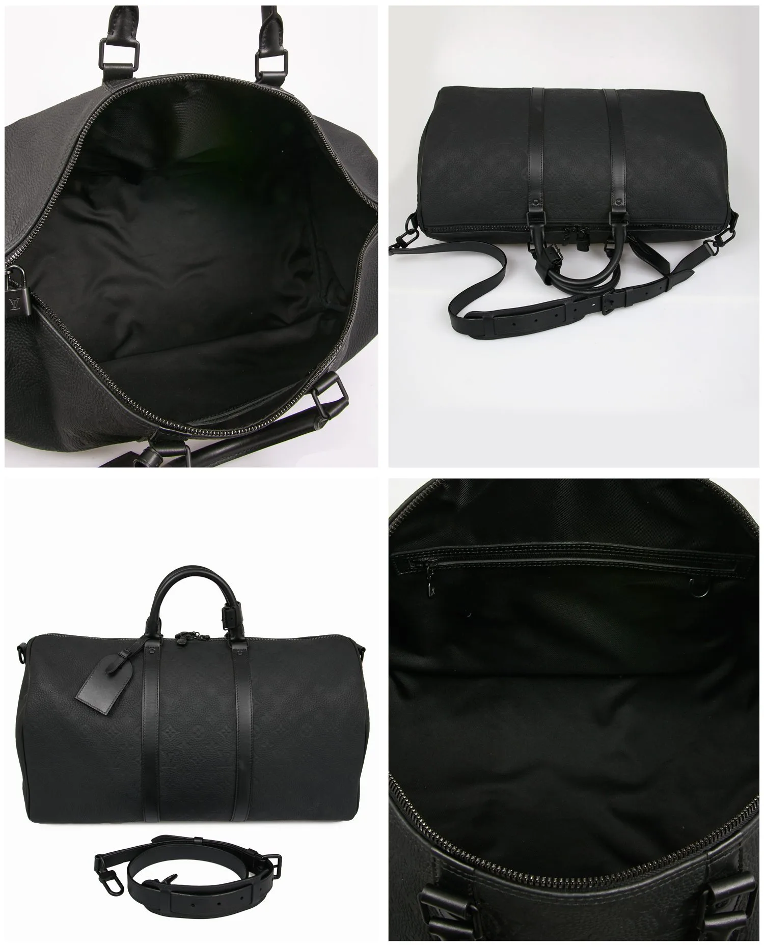 Keepall 50 Louis Vuitton cuir embossé noir - Photo 7