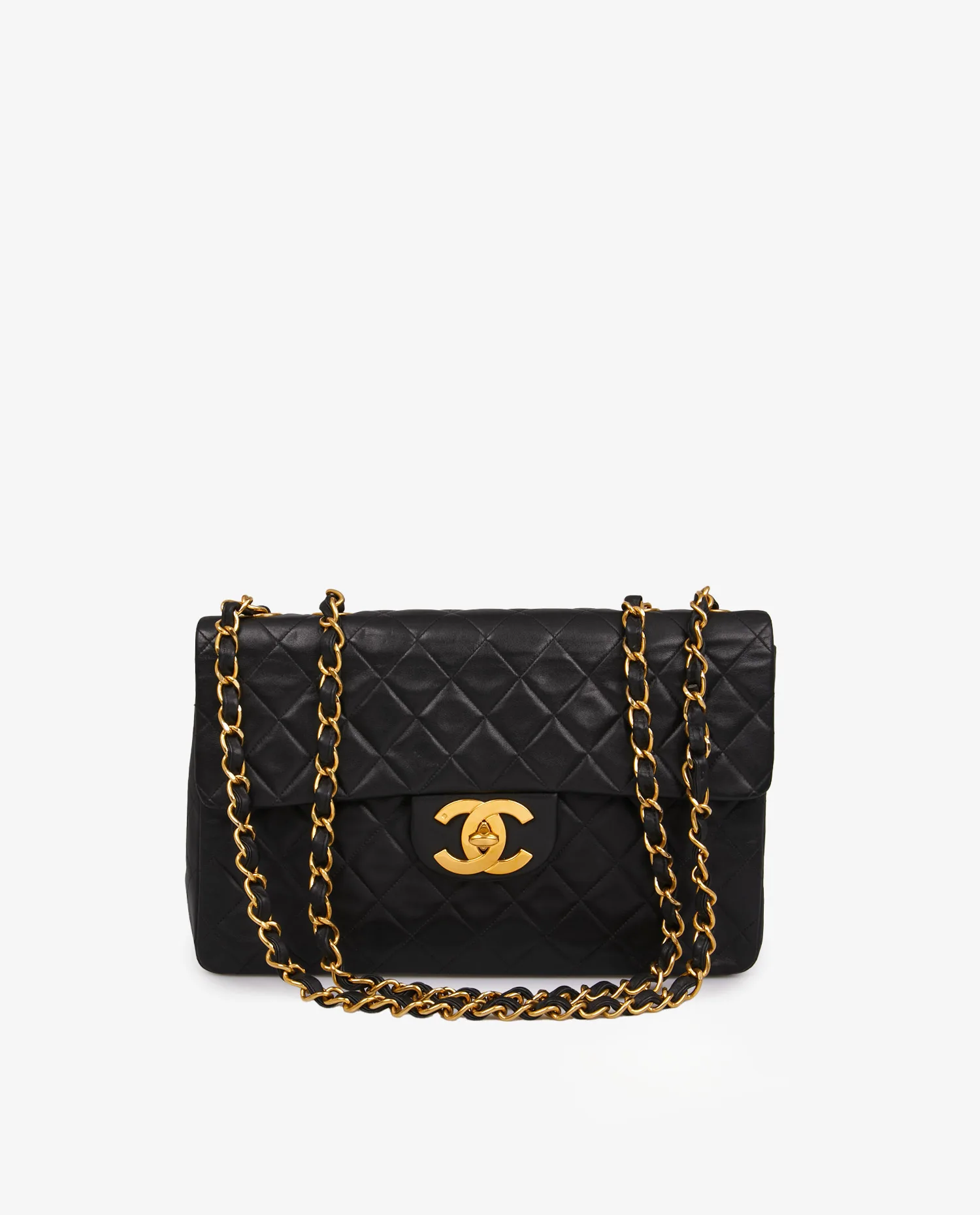 Sac Maxi Jumbo Chanel vintage cuir matelassé noir - Photo 1