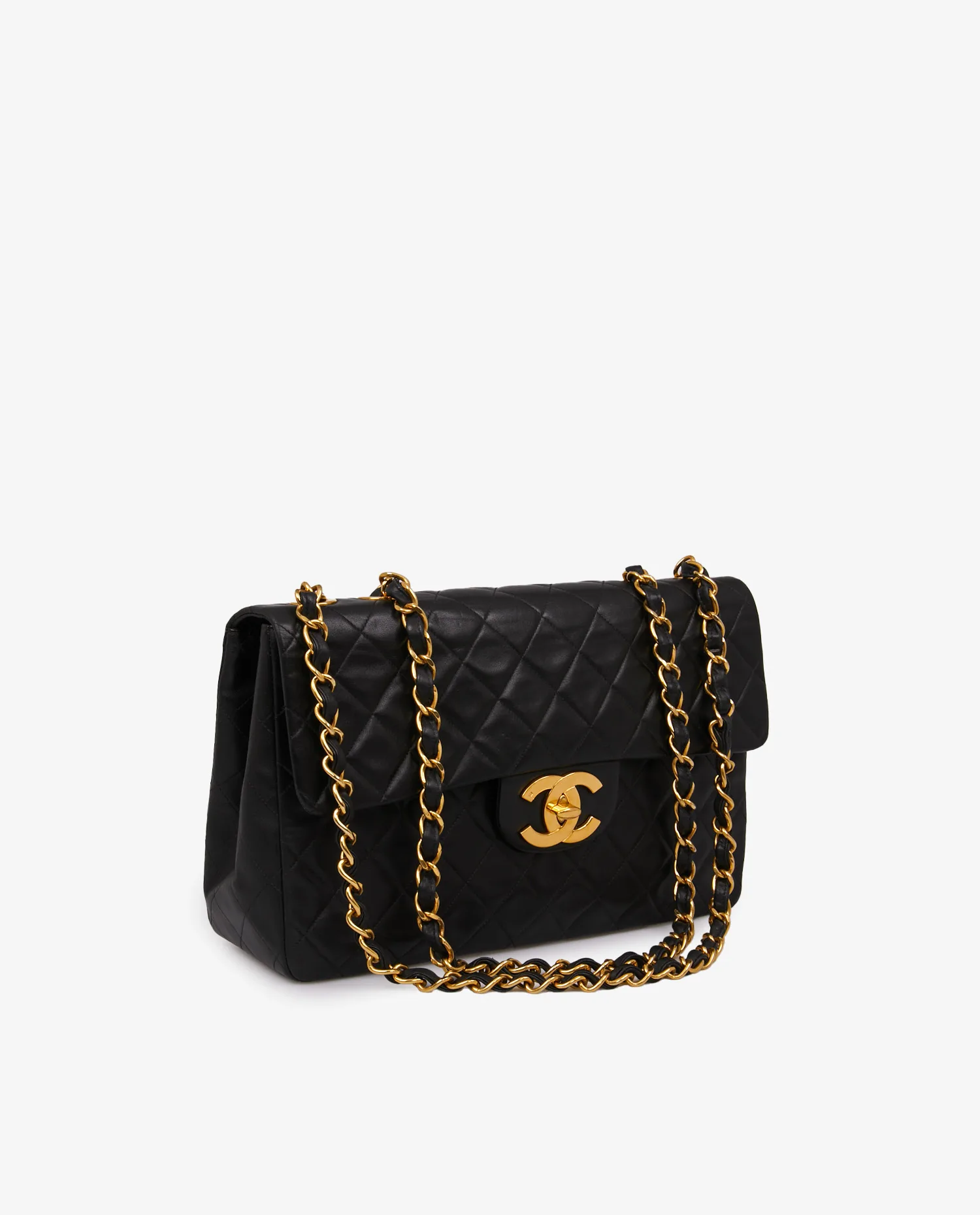 Sac Maxi Jumbo Chanel vintage cuir matelassé noir - Photo 2