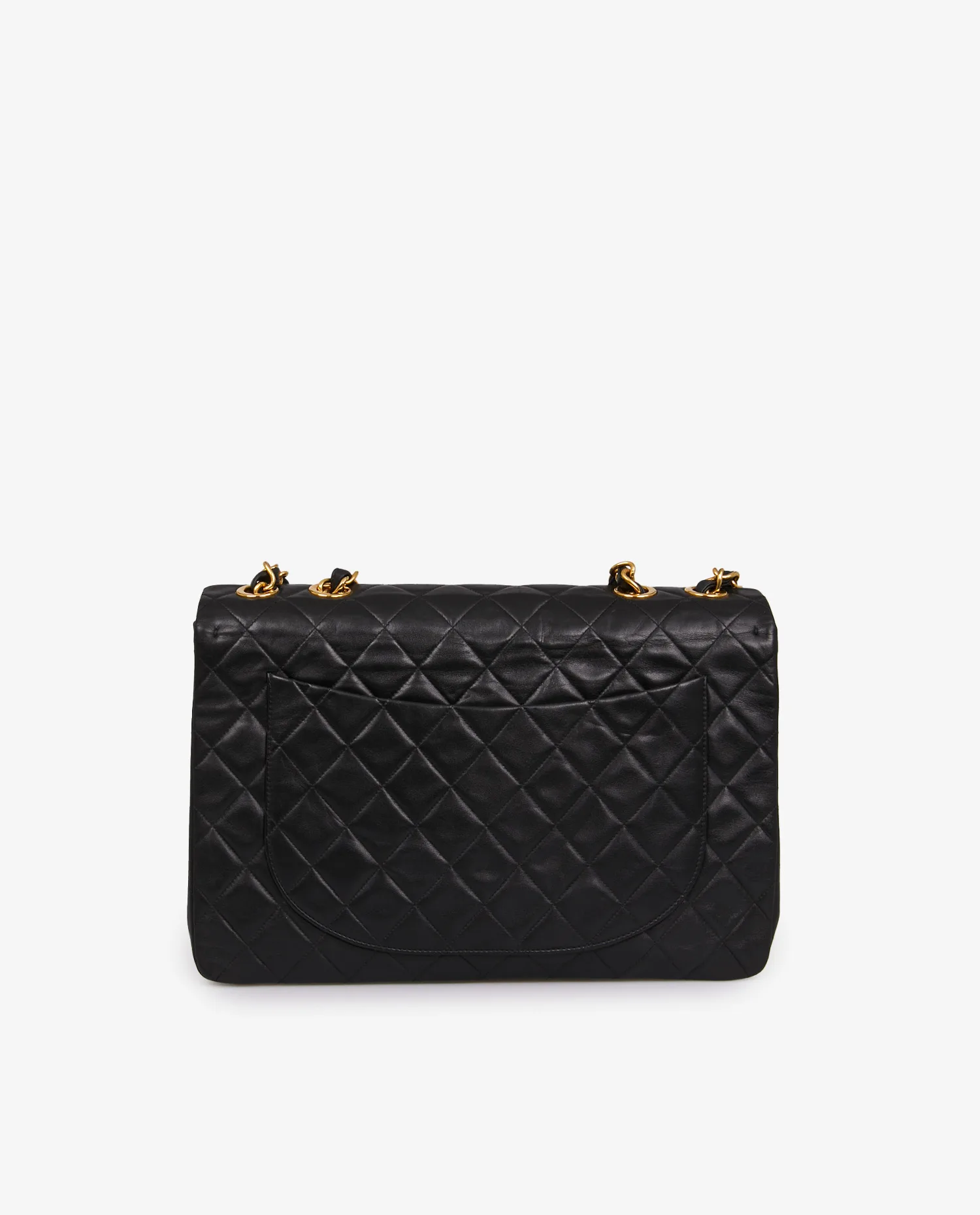Sac Maxi Jumbo Chanel vintage cuir matelassé noir - Photo 4