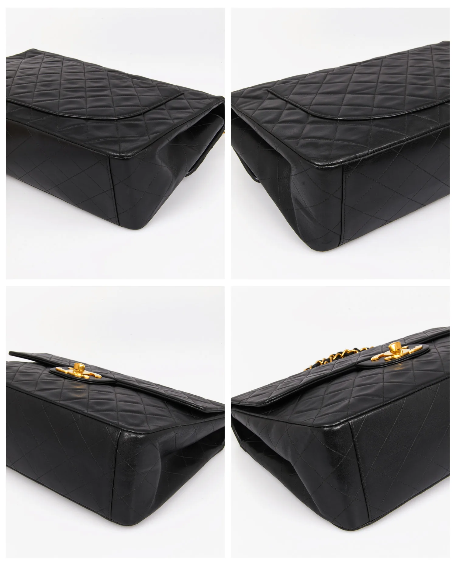 Sac Maxi Jumbo Chanel vintage cuir matelassé noir - Photo 6