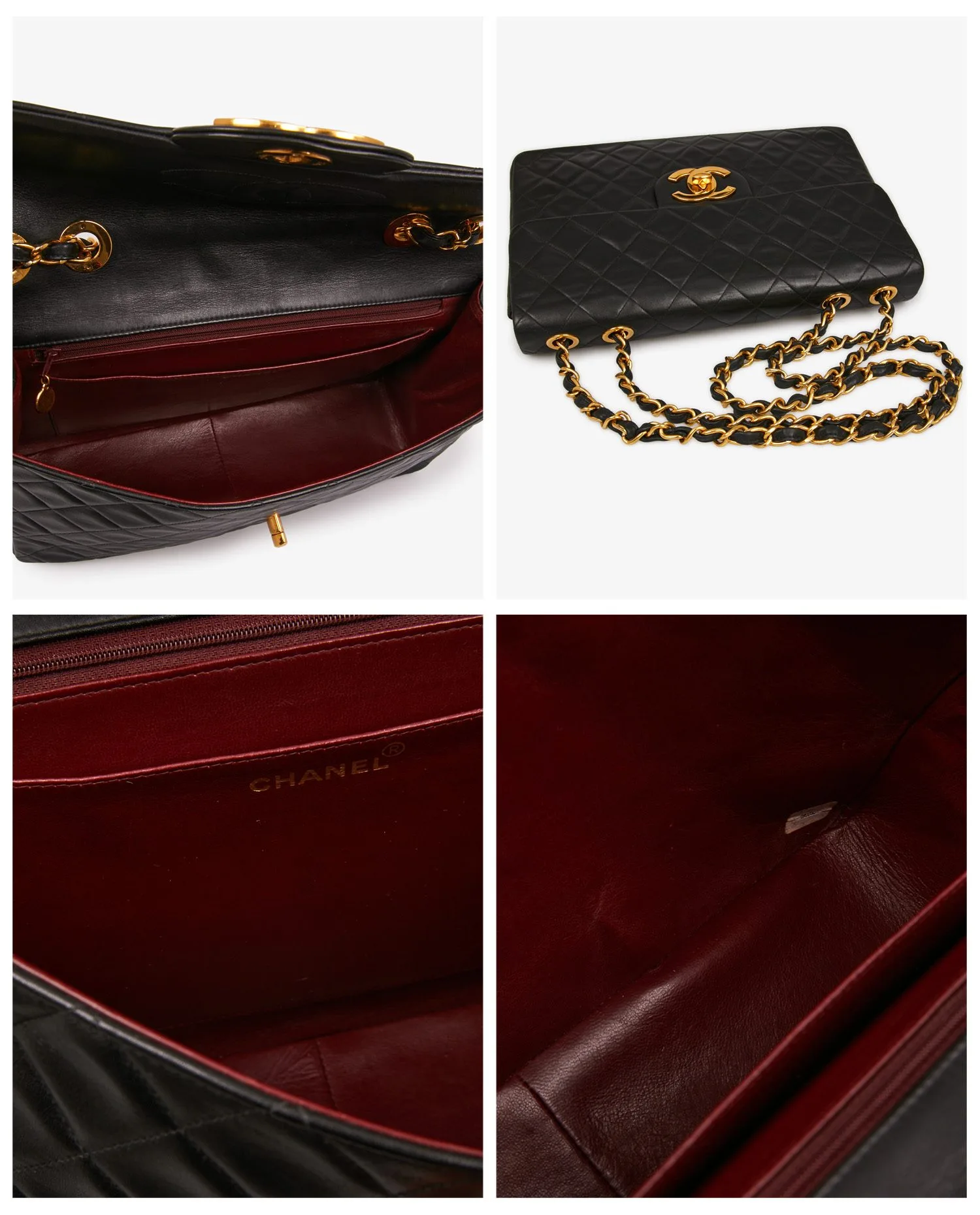 Sac Maxi Jumbo Chanel vintage cuir matelassé noir - Photo 7