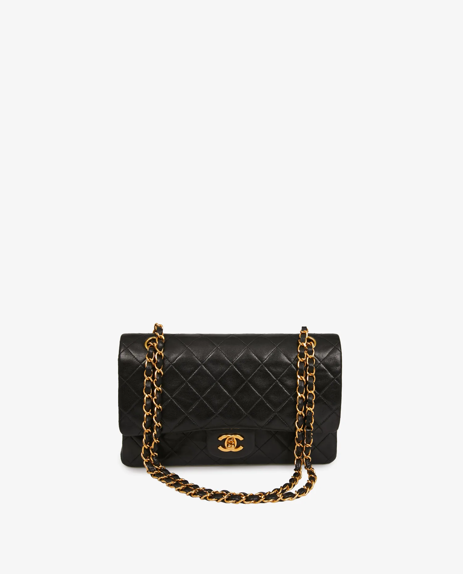 Sac Chanel Double Flap vintage cuir agneau noir - Photo 1