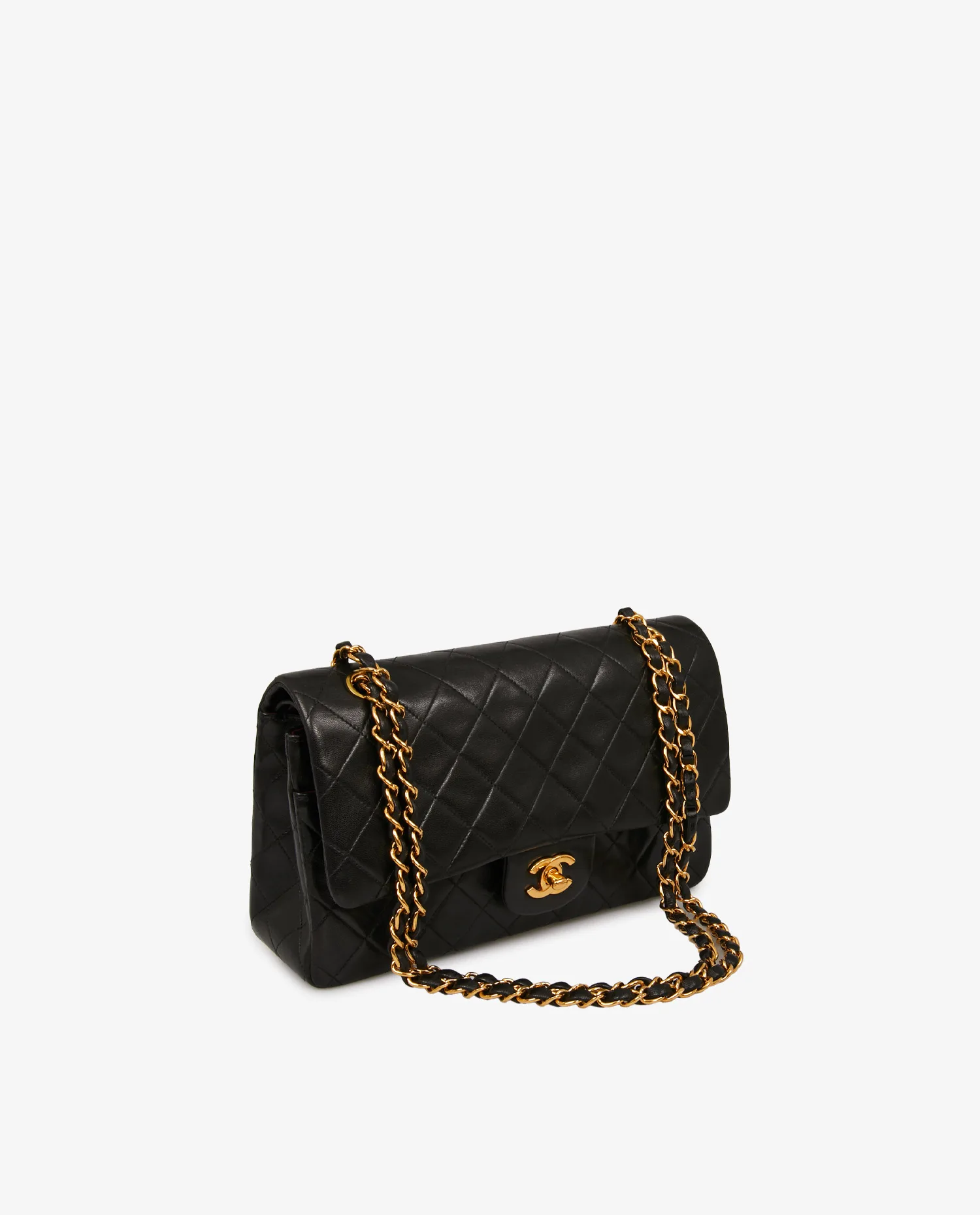 Sac Chanel Double Flap vintage cuir agneau noir - Photo 2