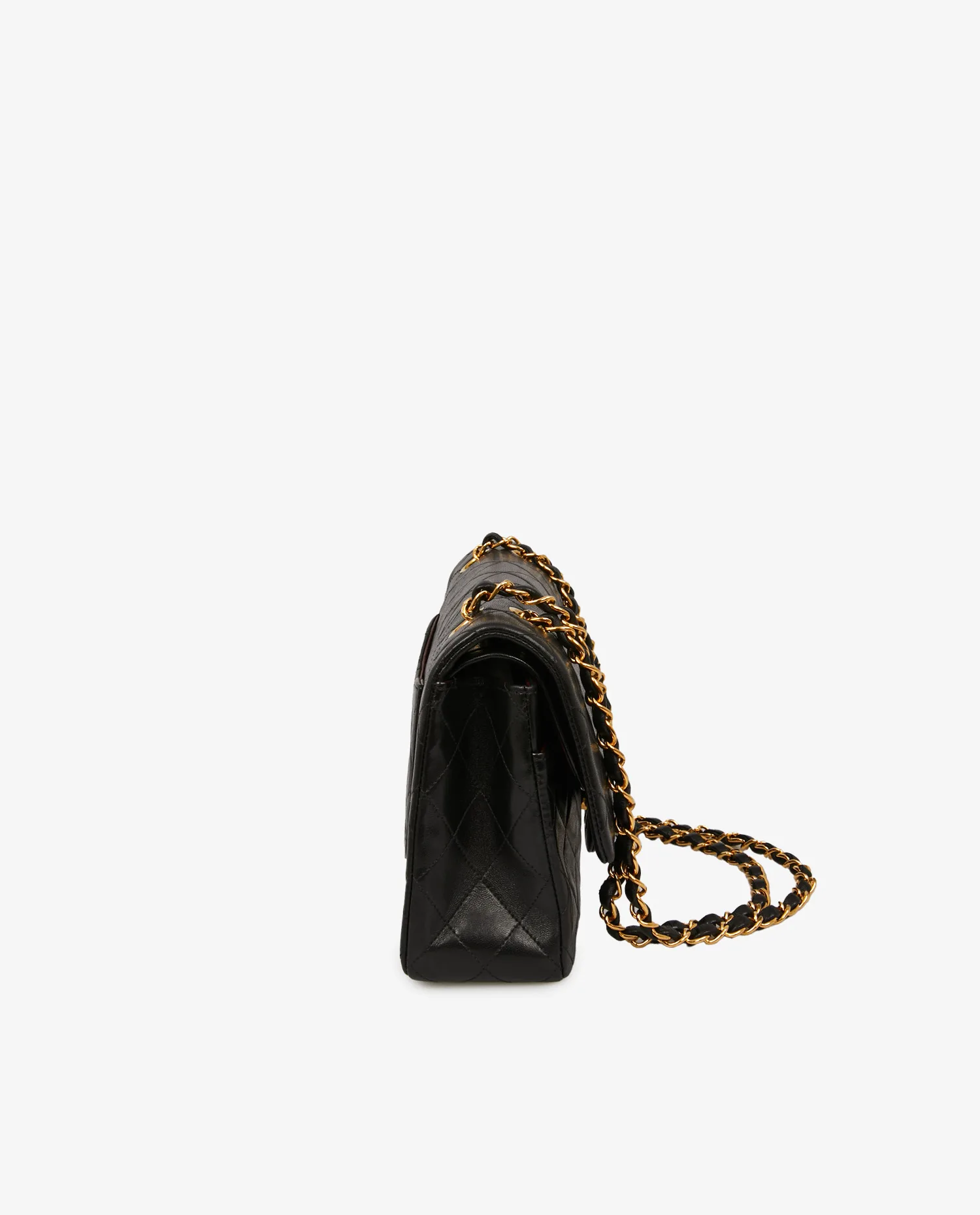 Sac Chanel Double Flap vintage cuir agneau noir - Photo 3