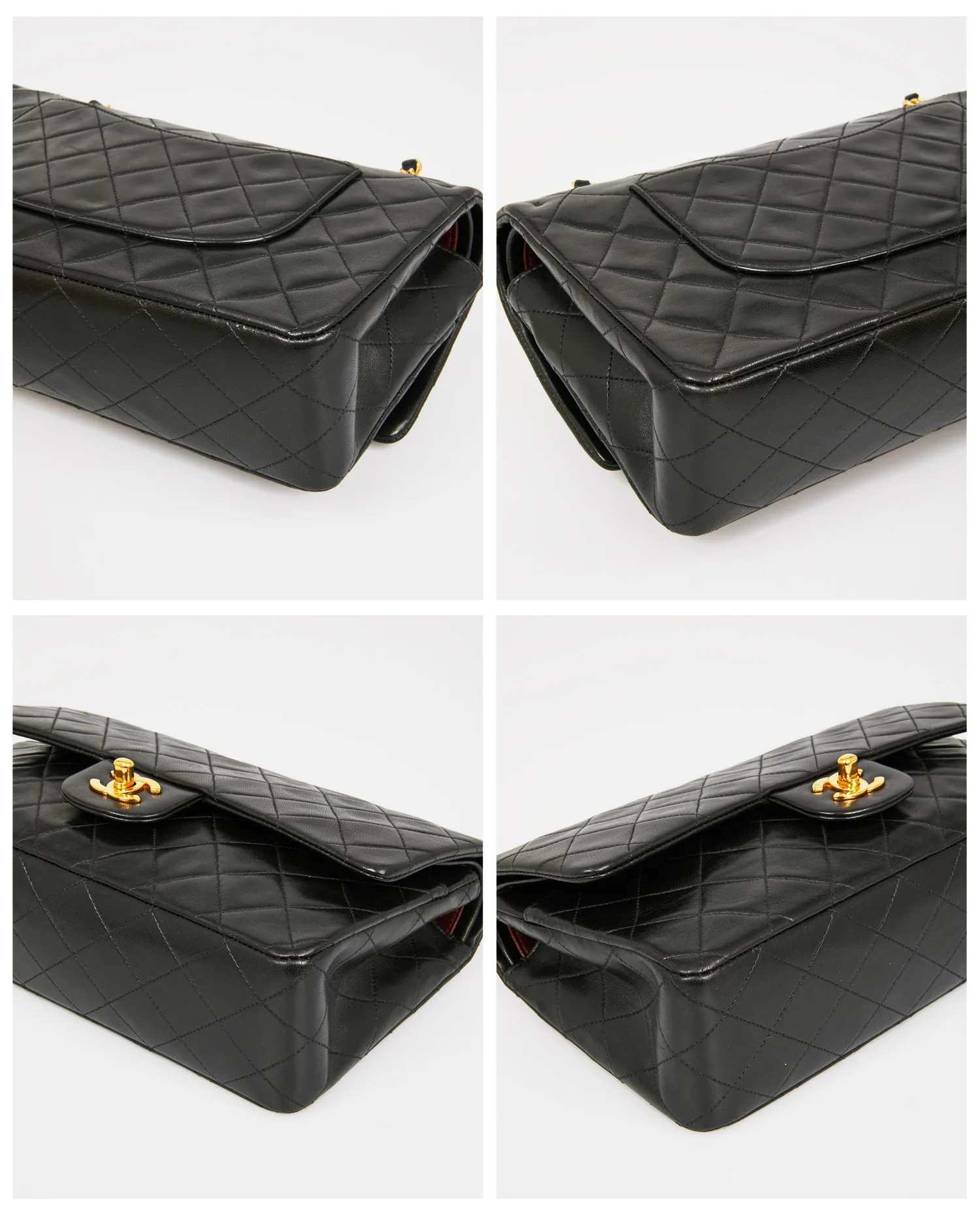 Sac Chanel Double Flap vintage cuir agneau noir - Photo 6