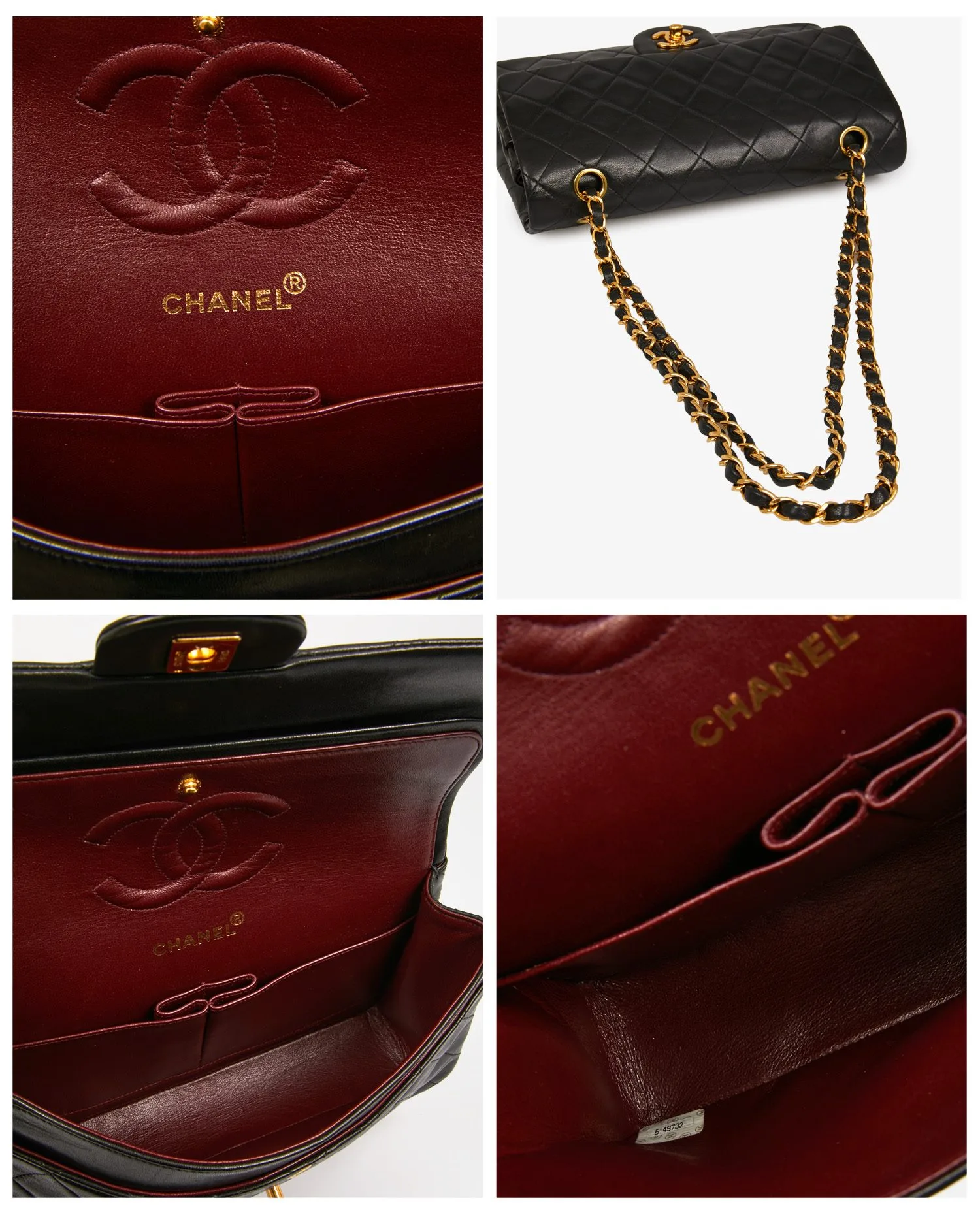 Sac Chanel Double Flap vintage cuir agneau noir - Photo 7