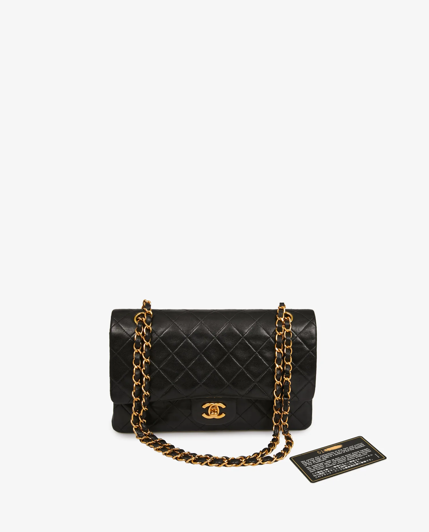 Sac Chanel Double Flap vintage cuir agneau noir - Photo 8