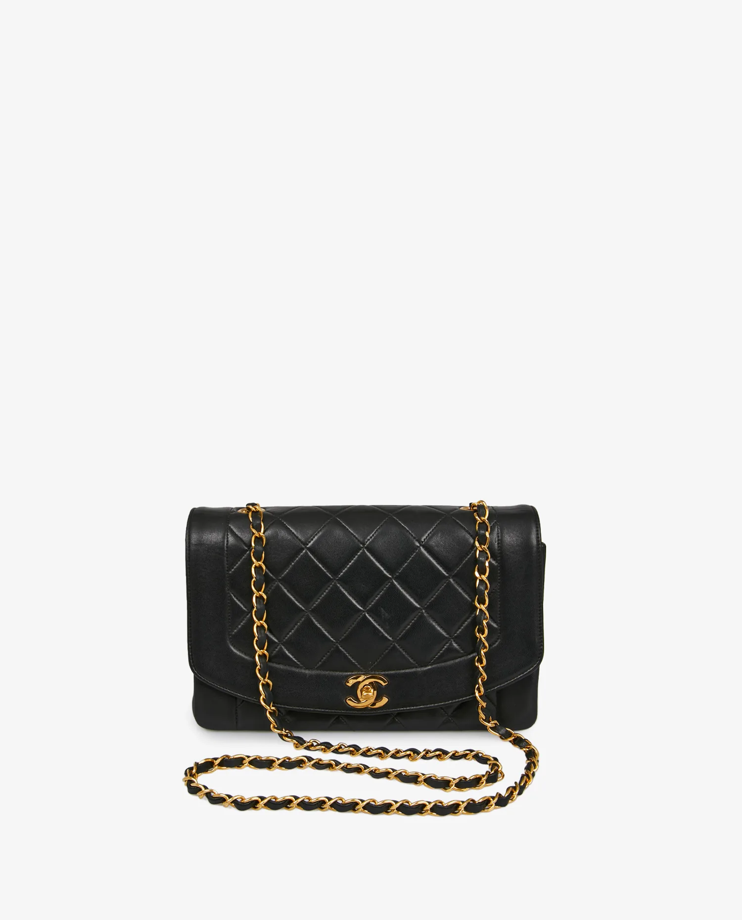 Sac vintage Diana Chanel cuir agneau noir - Photo 1