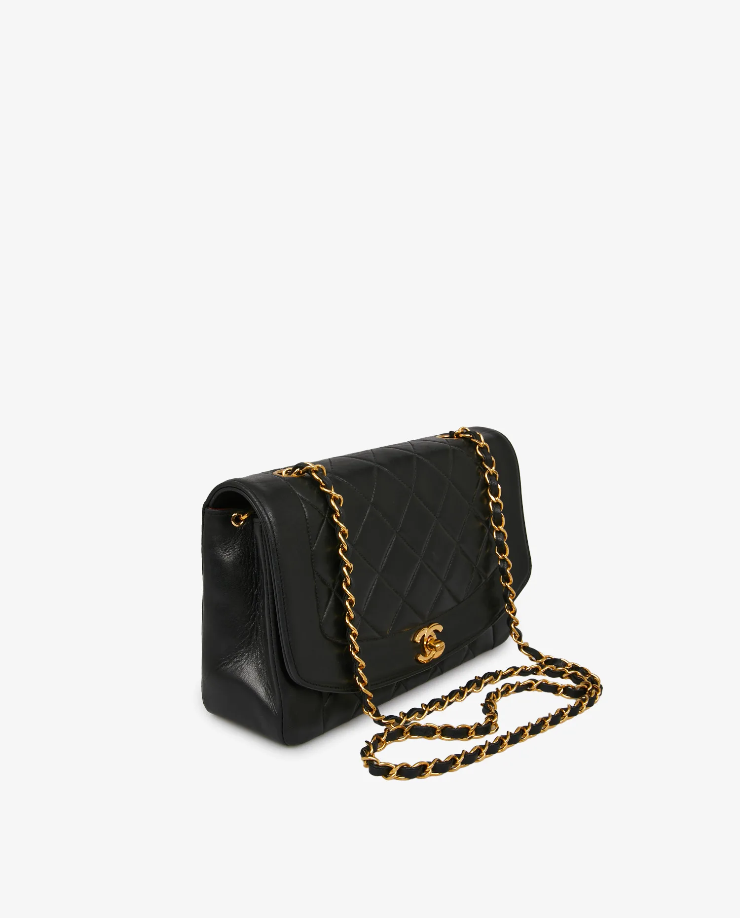 Sac vintage Diana Chanel cuir agneau noir - Photo 2