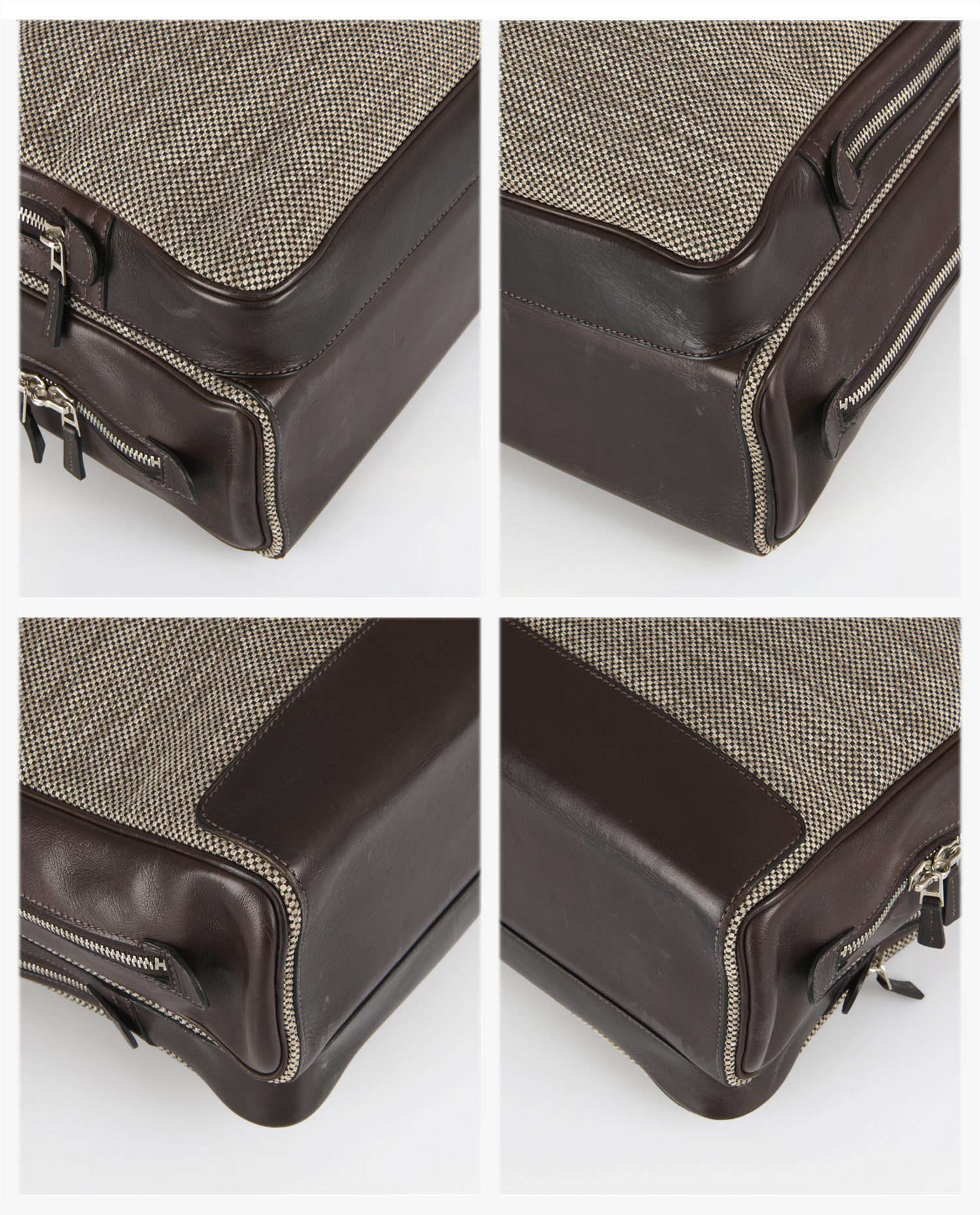 Sac Hermès "Calèche-Express" toile et cuir - Image 6