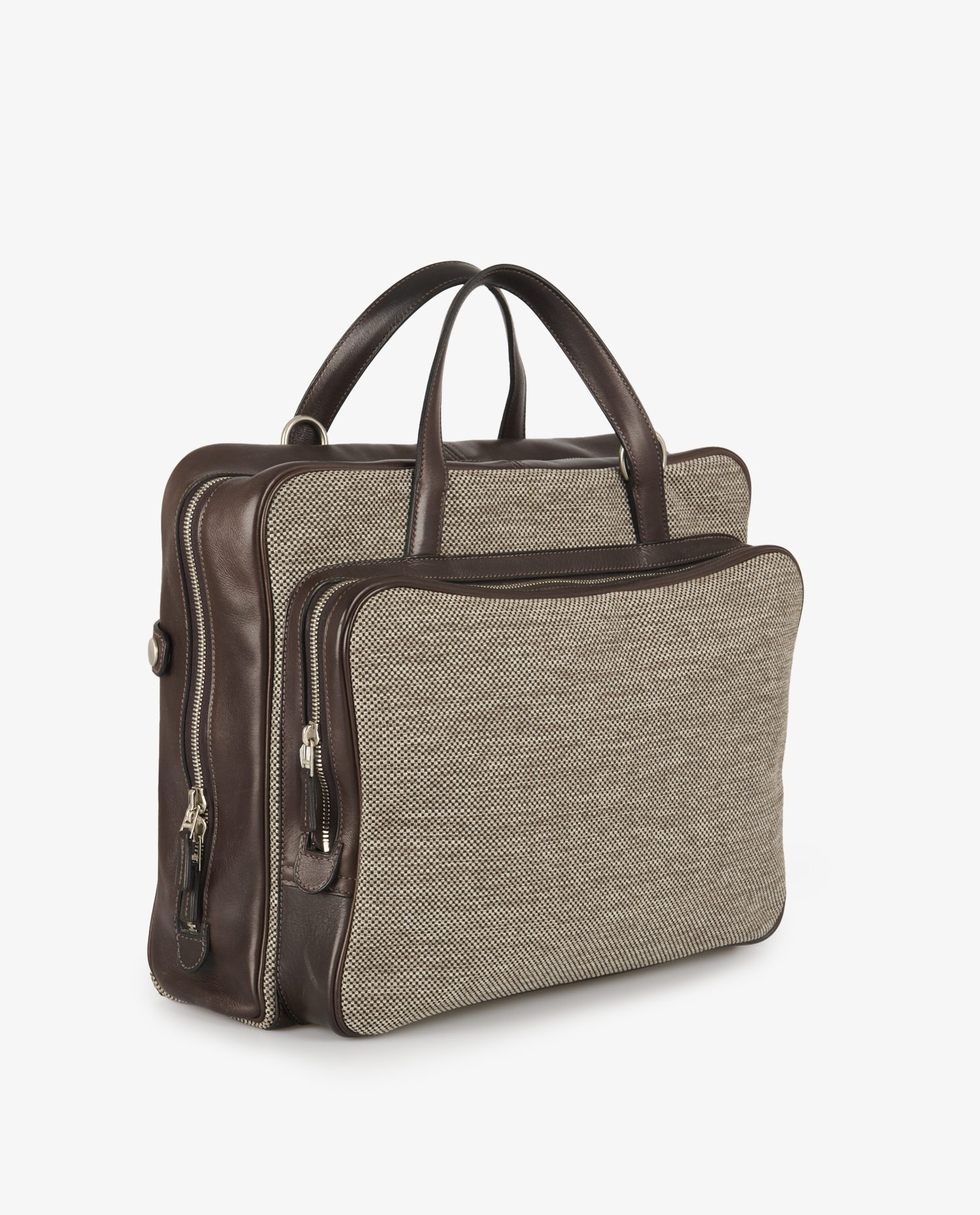 Sac Hermès "Calèche-Express" toile et cuir - Image 2