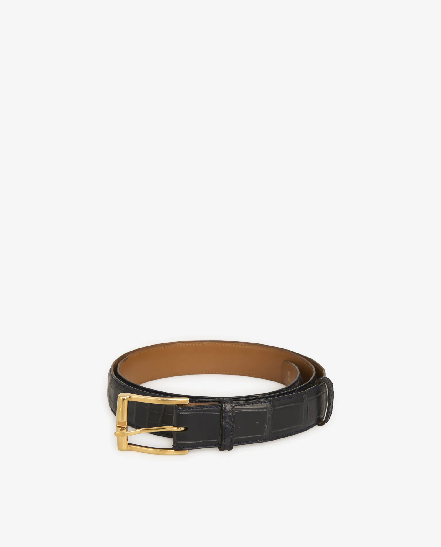 Ceinture vintage Franck Namani crocodile noir - Photo 1