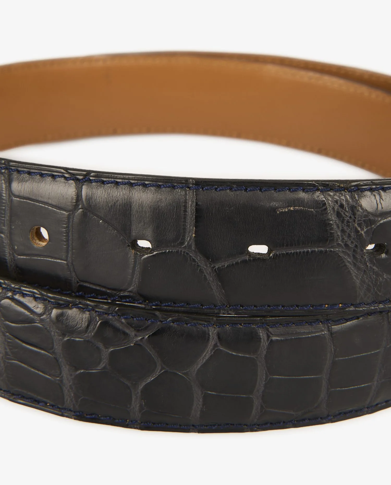 Ceinture vintage Franck Namani crocodile noir - Photo 3