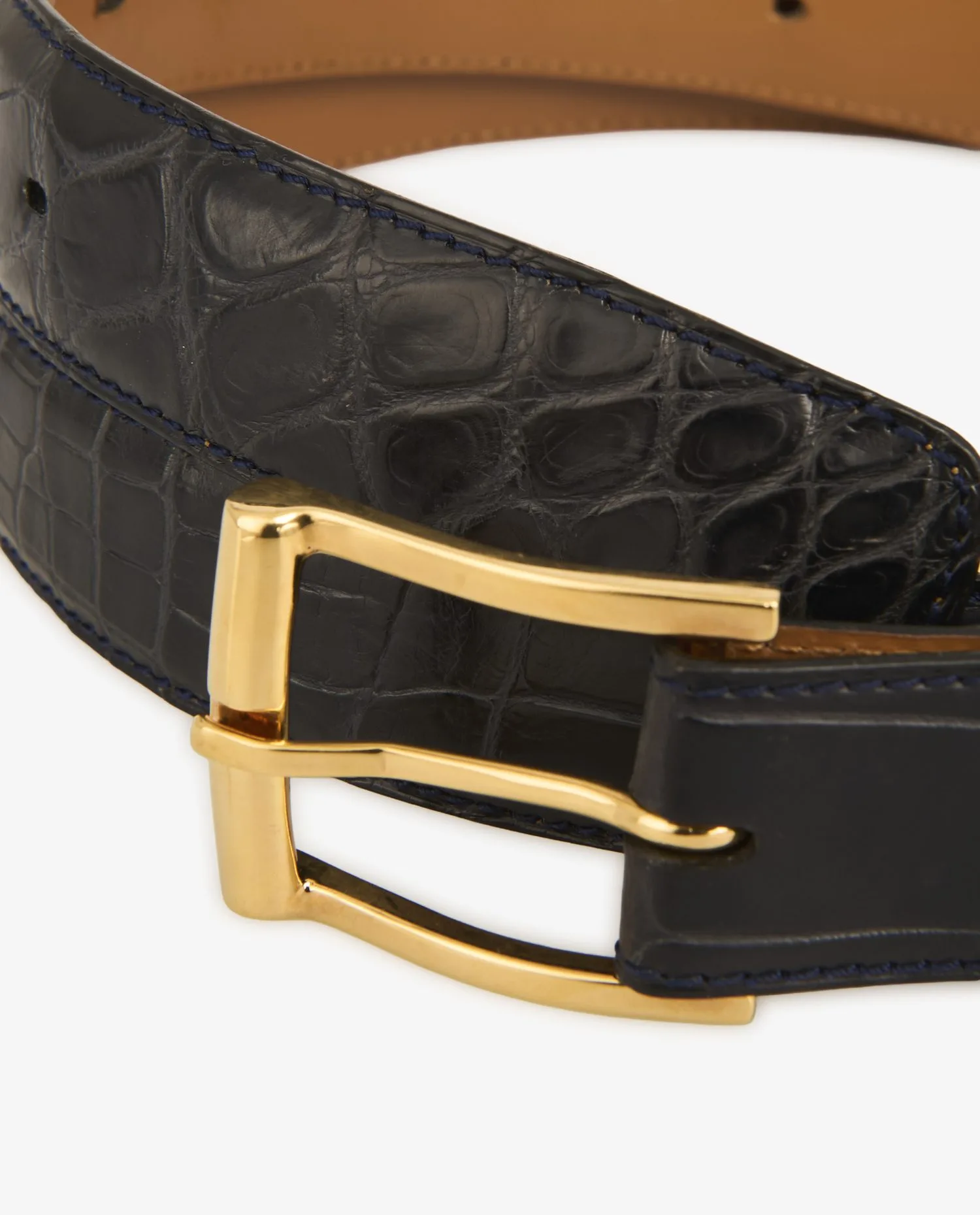 Ceinture vintage Franck Namani crocodile noir - Photo 2