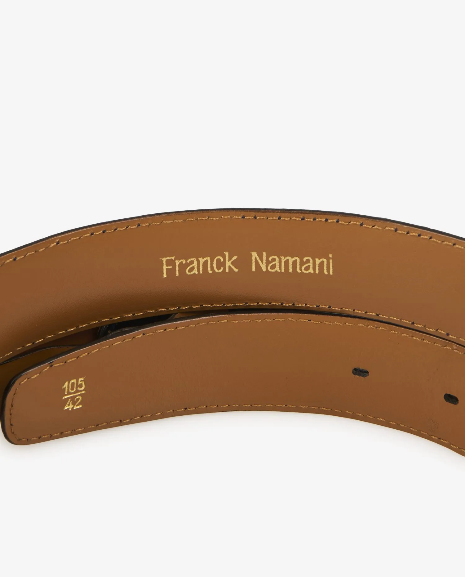 Ceinture vintage Franck Namani crocodile noir - Photo 4