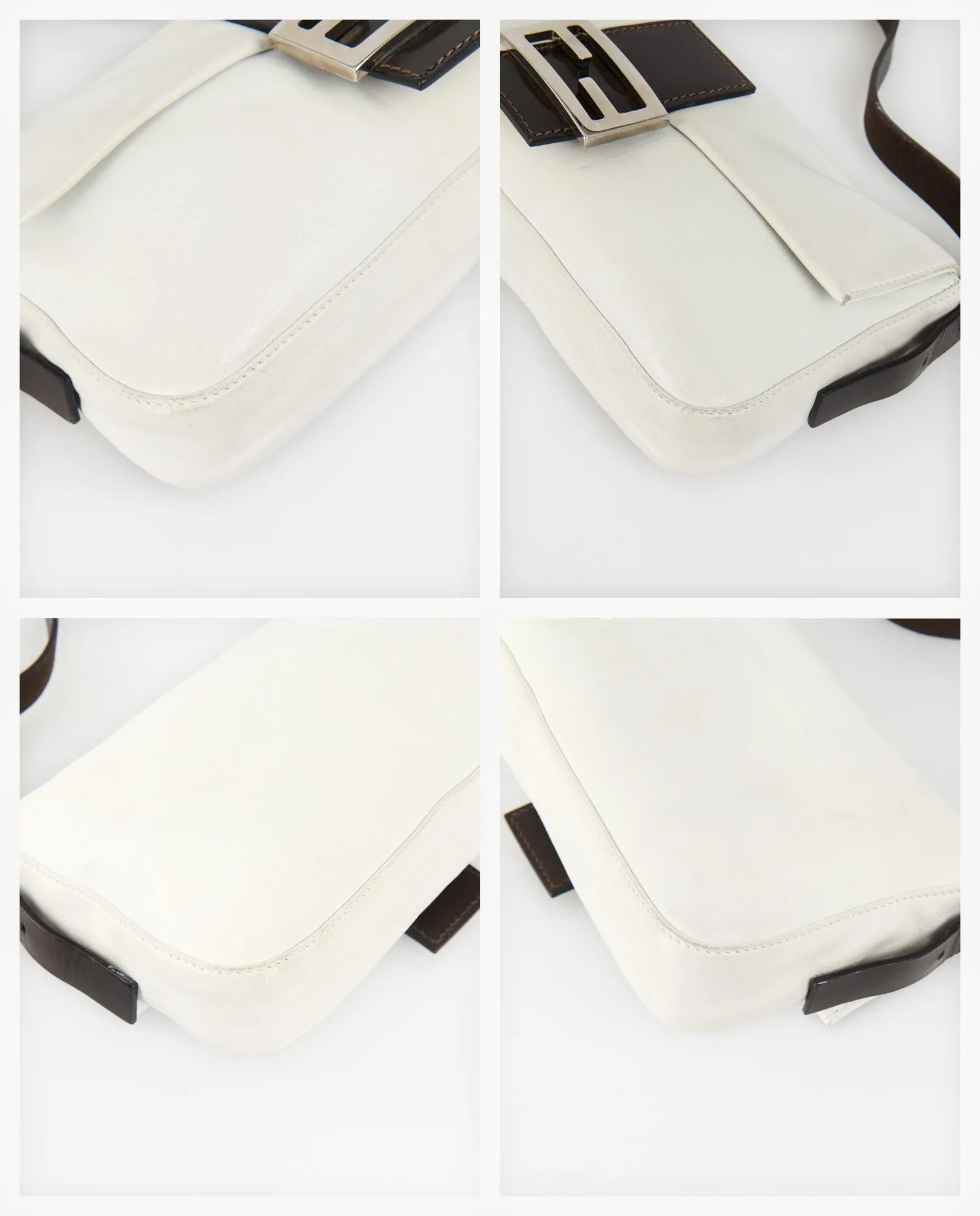 Sac Baguette Fendi vintage cuir blanc - Photo 6