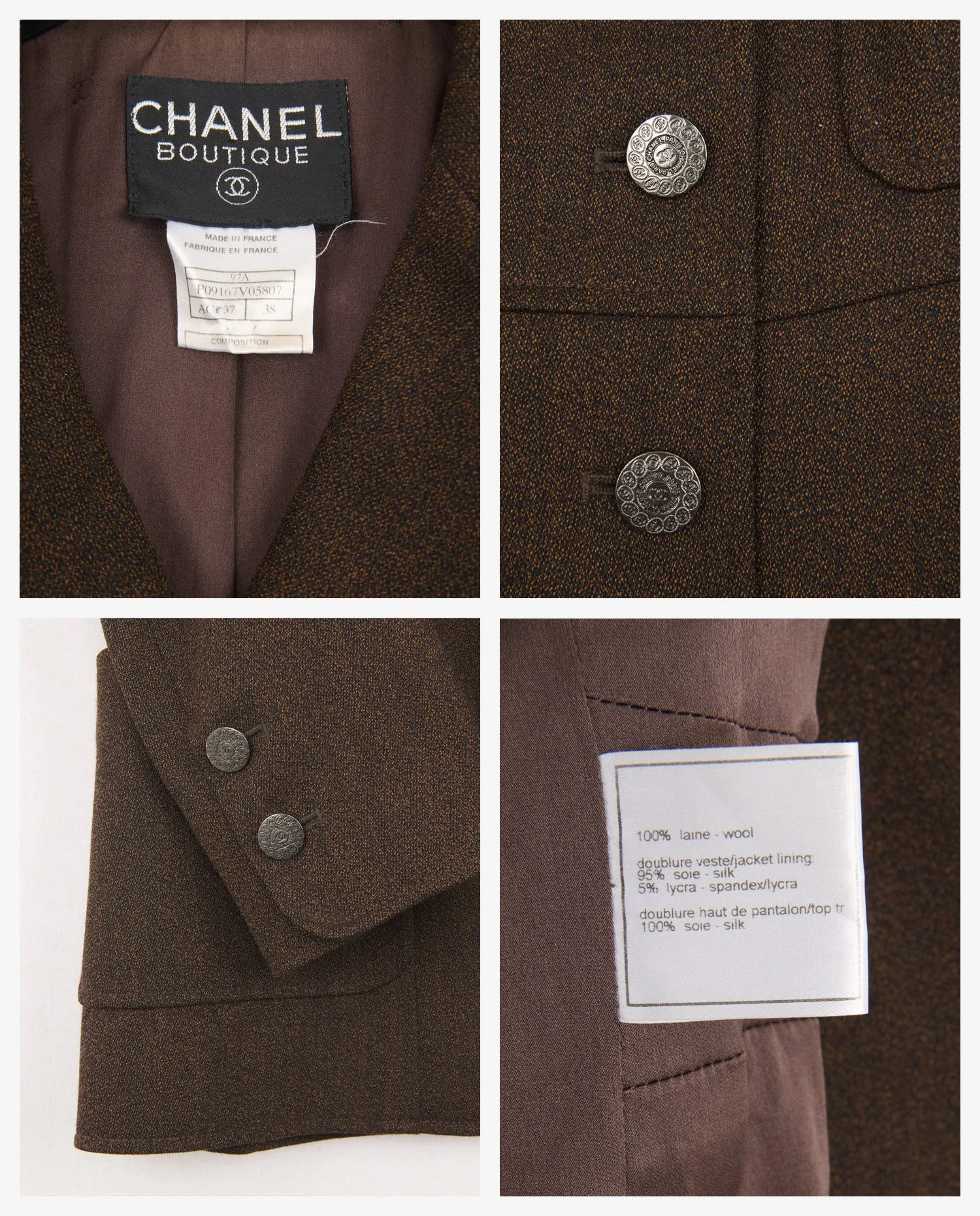 Chanel vintage brown wool jacket - Photo 4