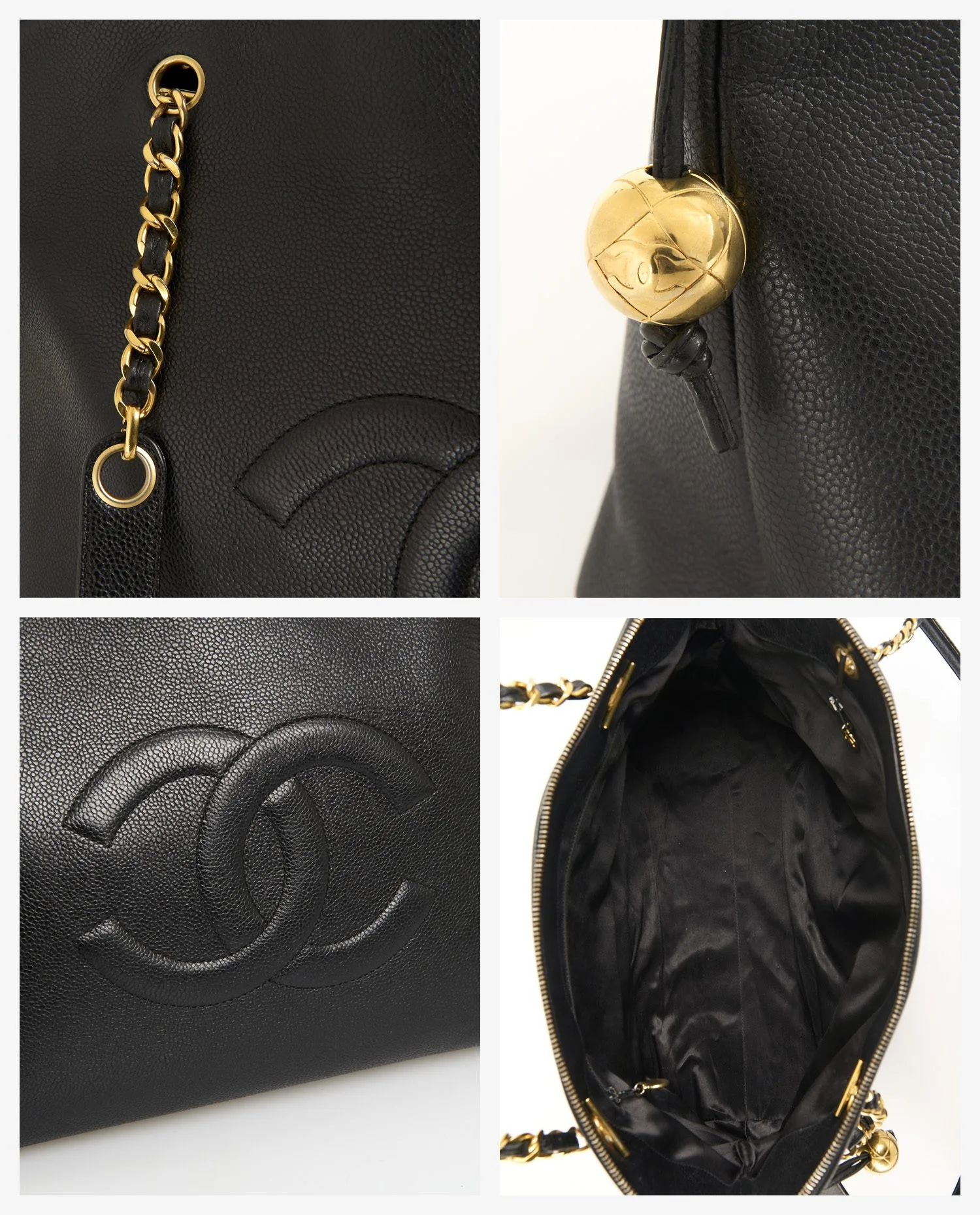 Grand cabas Chanel vintage cuir caviar noir - Photo 7