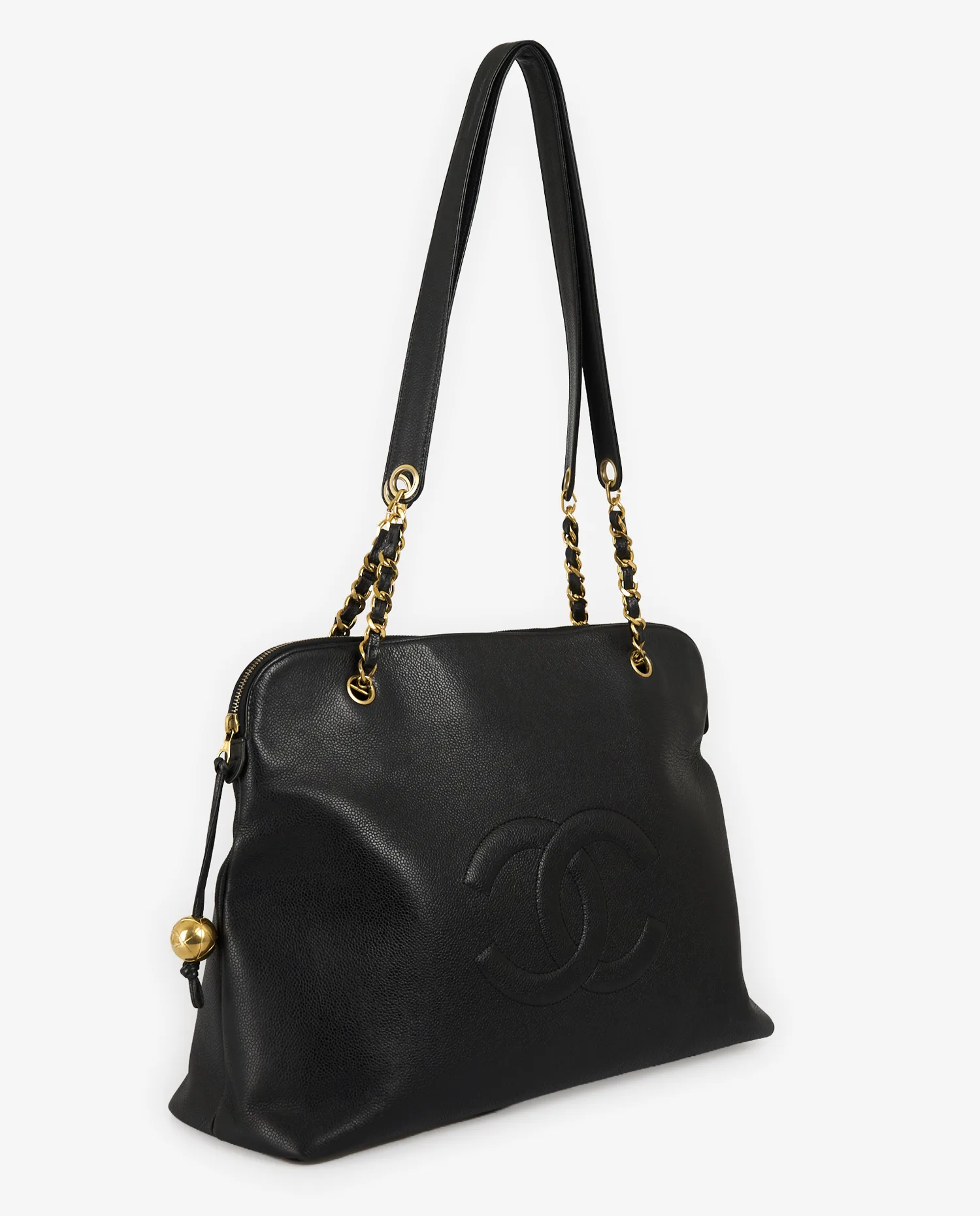 Grand cabas Chanel vintage cuir caviar noir - Photo 2