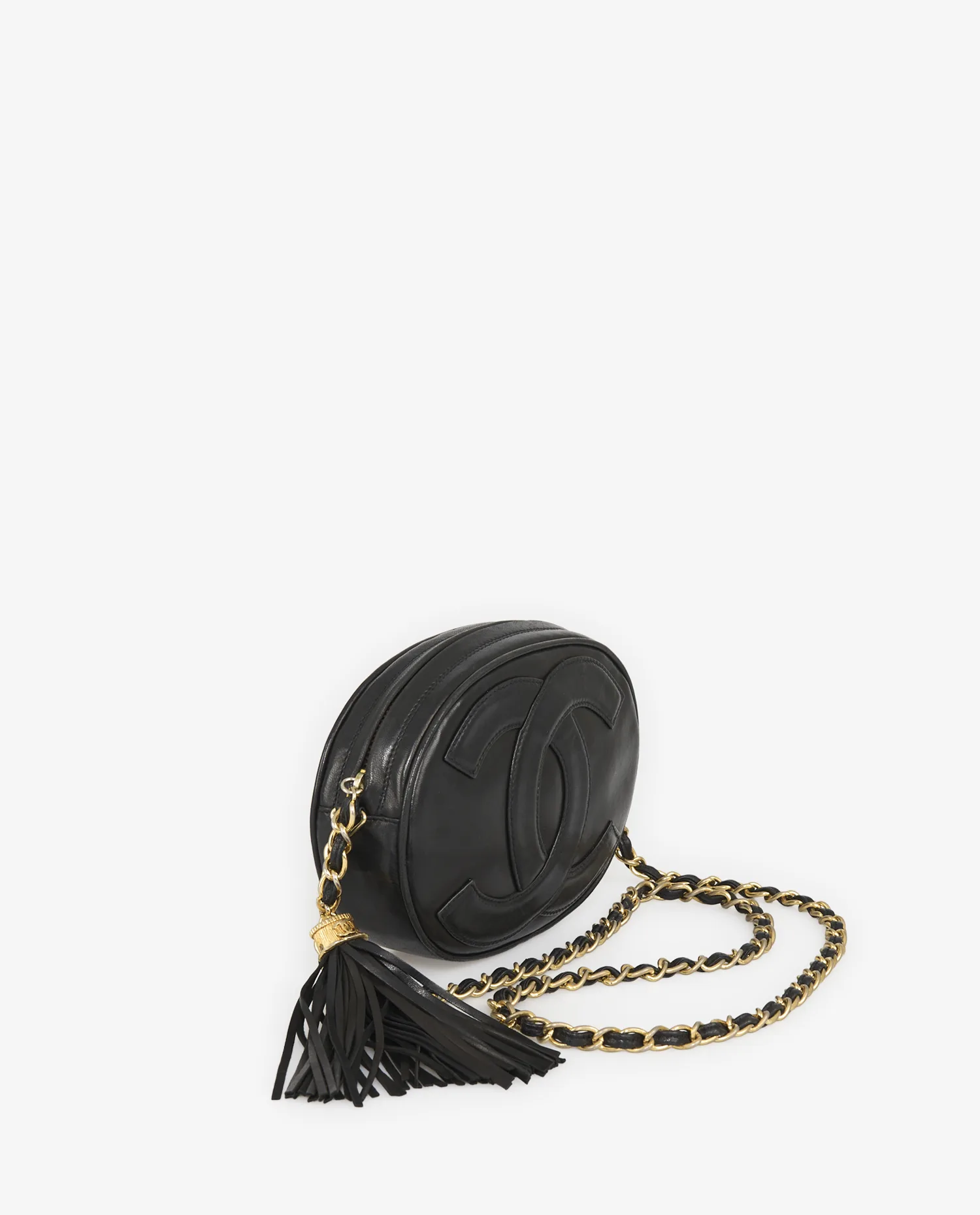 Chanel vintage black lambskin leather mini camera bag - Photo 2
