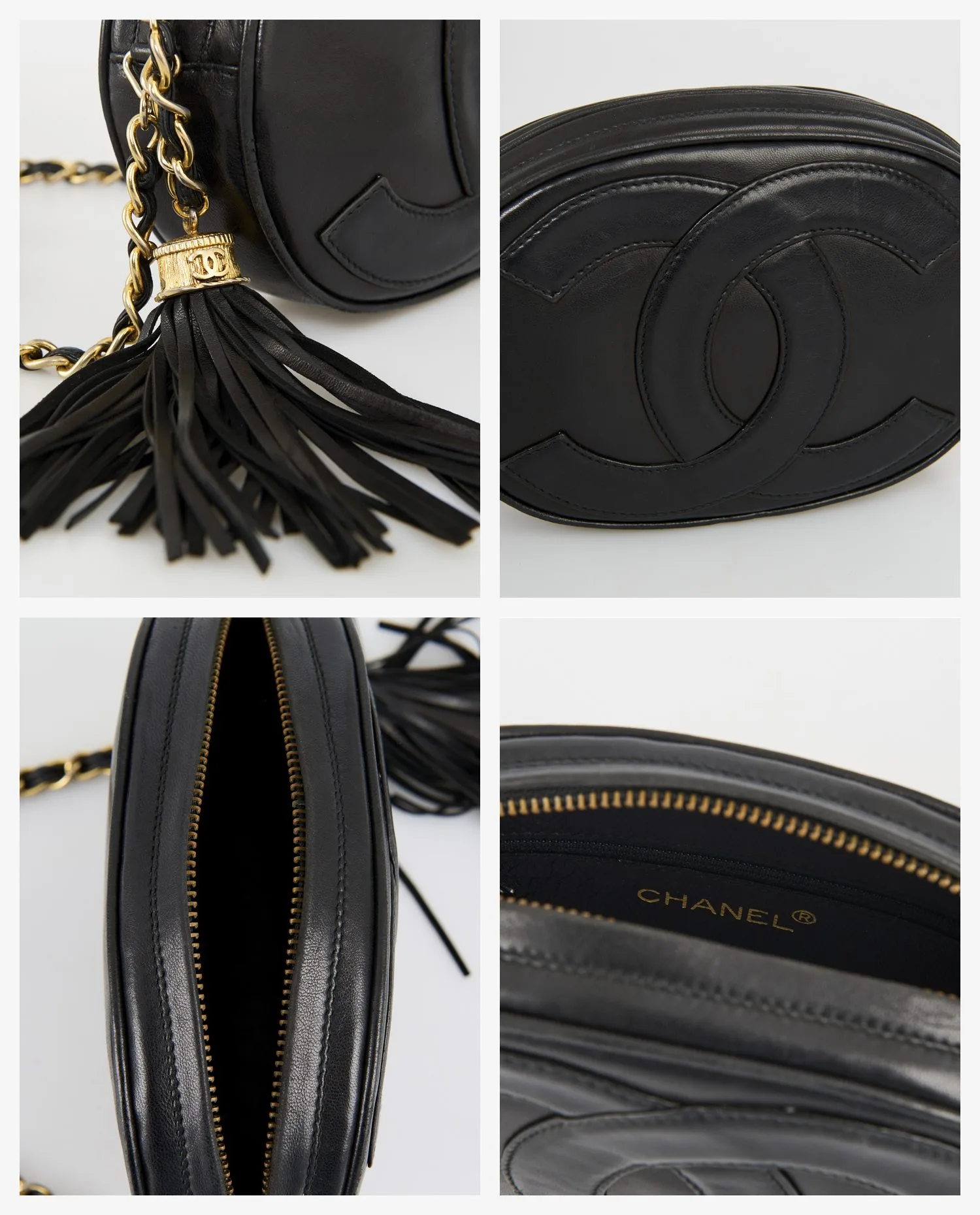 Chanel vintage black lambskin leather mini camera bag - Photo 8