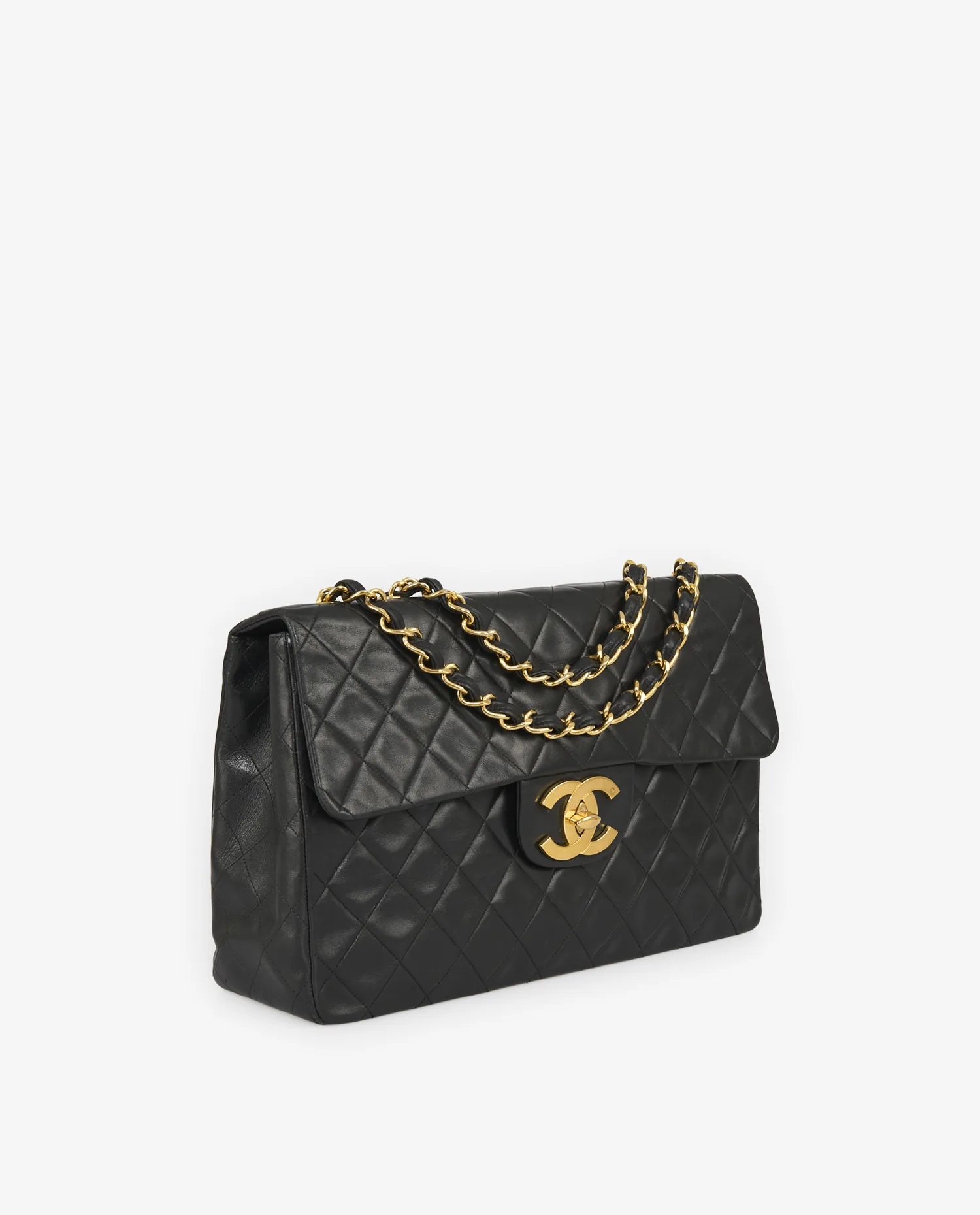 Maxi Jumbo Chanel cuir agneau noir vintage - Photo 2