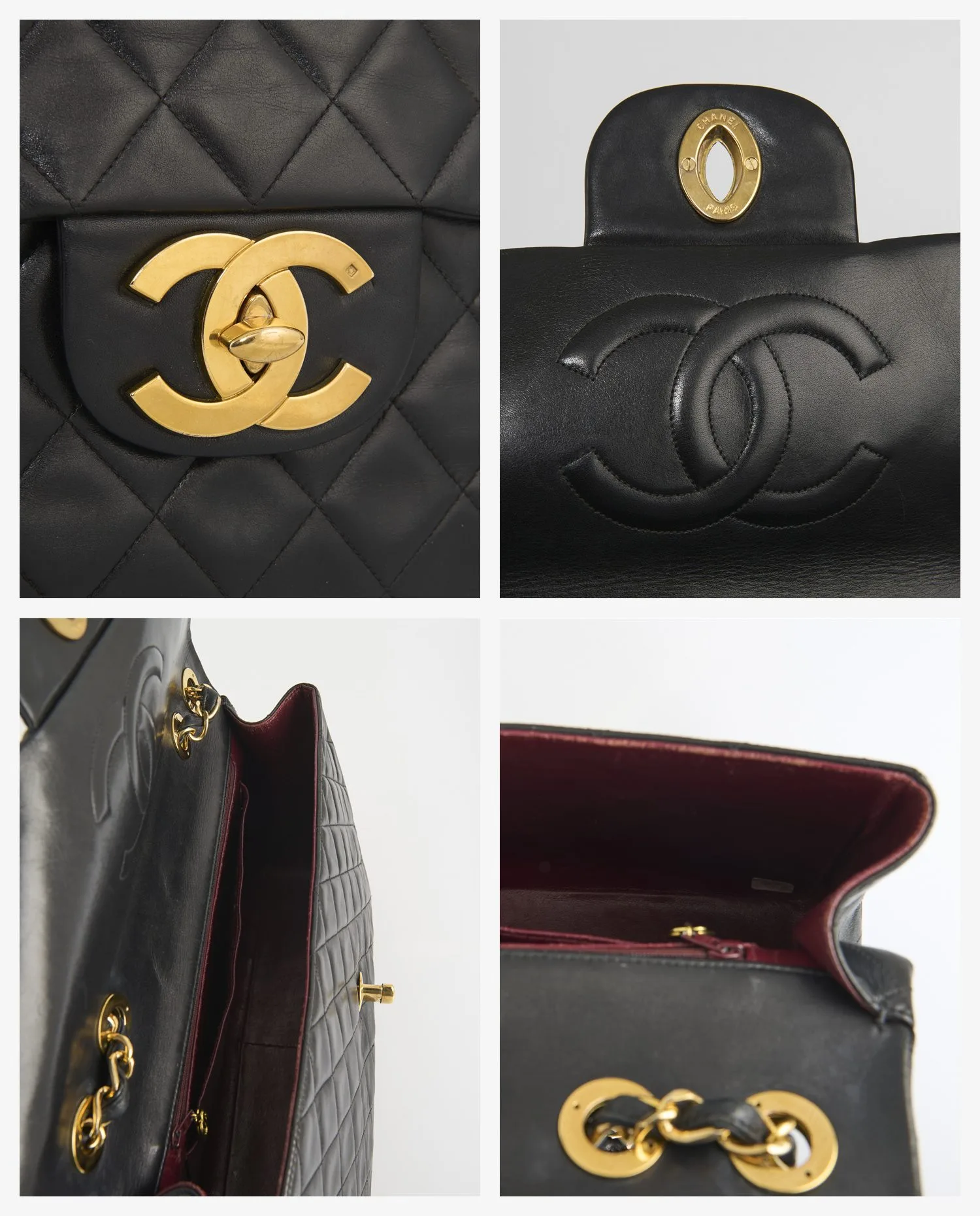 Maxi Jumbo Chanel cuir agneau noir vintage - Photo 7